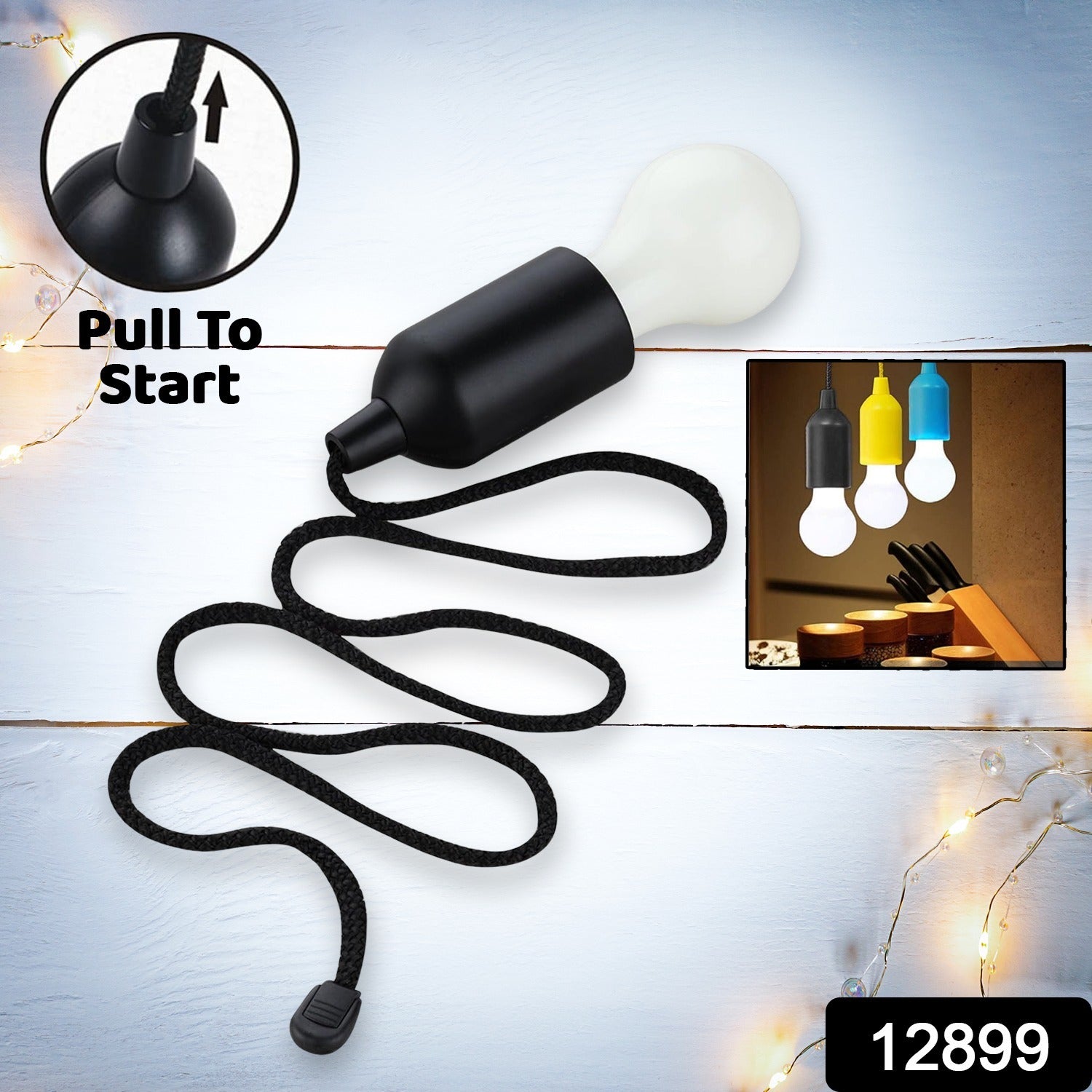 LED Pull Cord Light – Hanging Black LED Bulb (1 Pc) - Image 2