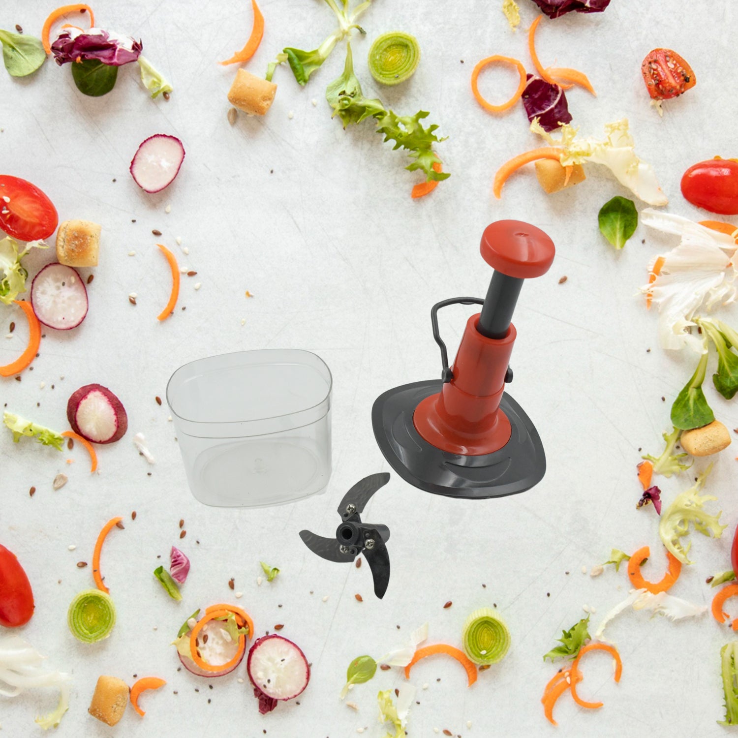 Manual Food Chopper (650ml): 3 Stainless Steel Blades, Locking System, Anti-Slip Base - Image 5