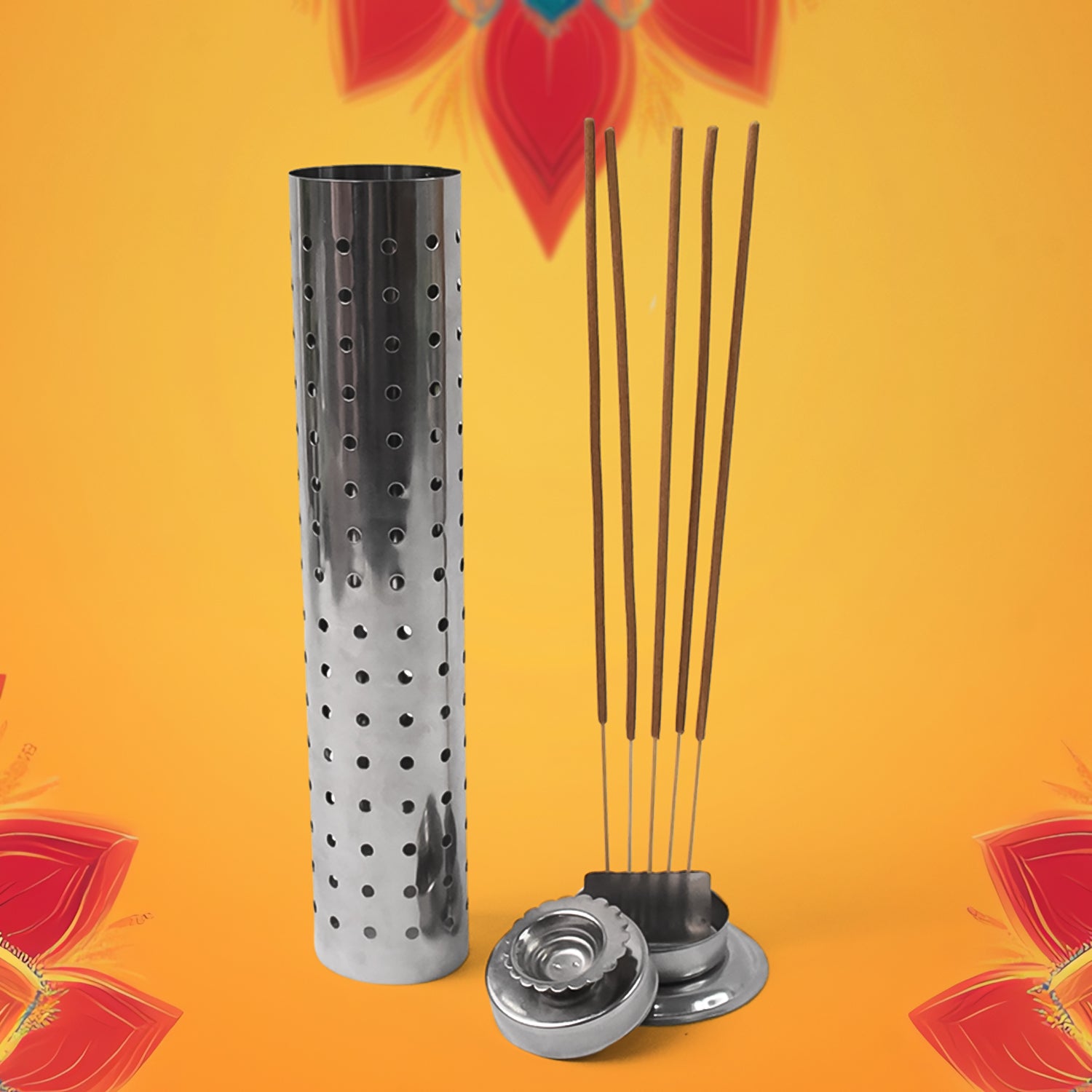 Stainless Steel Agarbatti Stand for Puja (1 Pc) - Image 3