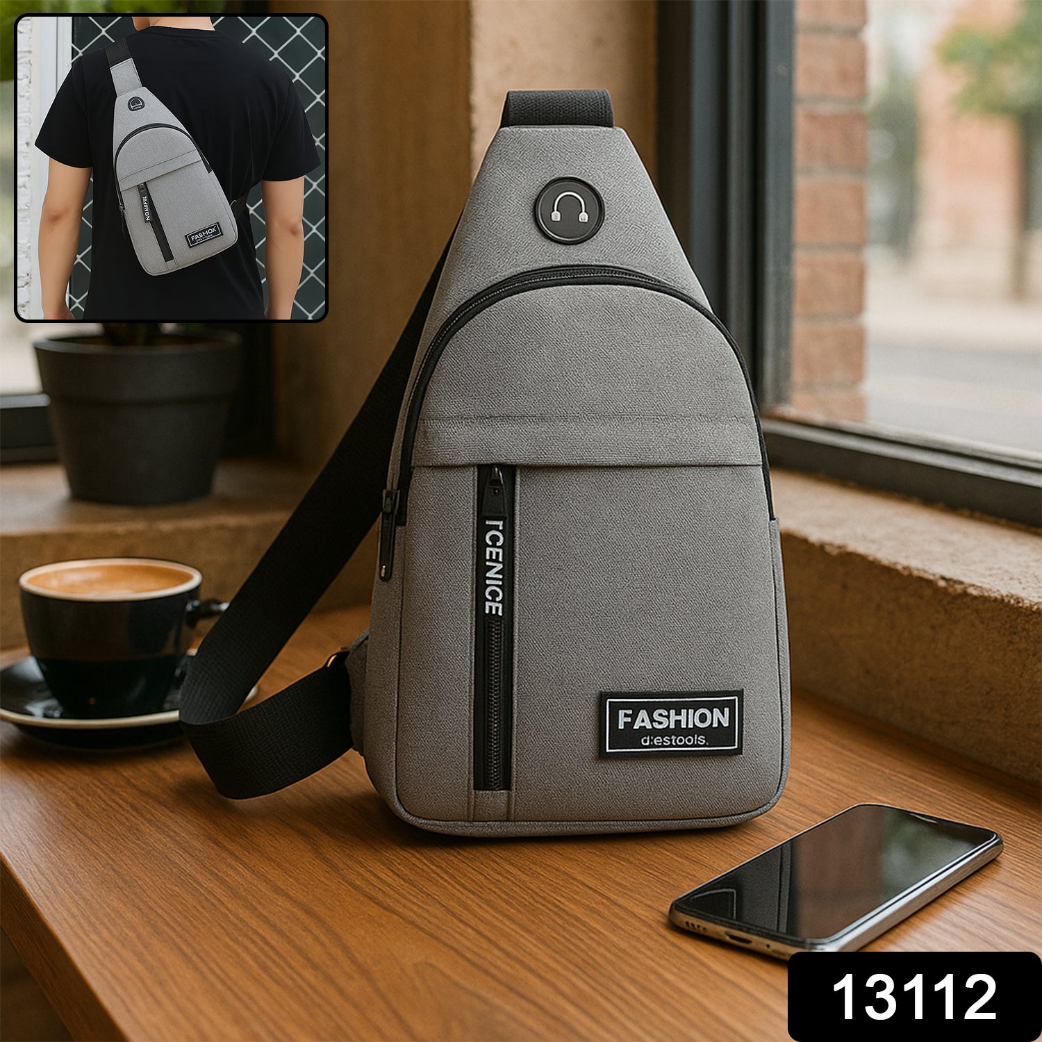 Waterproof Anti Theft Cross-body fanny pack waist bag, Shoulder Bags Chest Men Casual fashion USB Charging earphone hook Sling Travel Bag (1 Pc) - Image 2