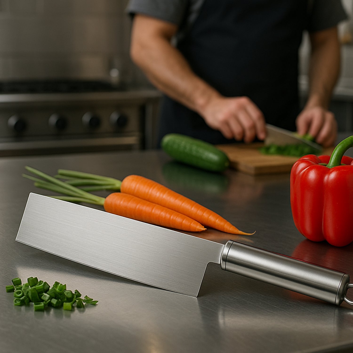 Professional-Grade Stainless Steel Vegetable Cleaver Knife 1 Pc - Image 4
