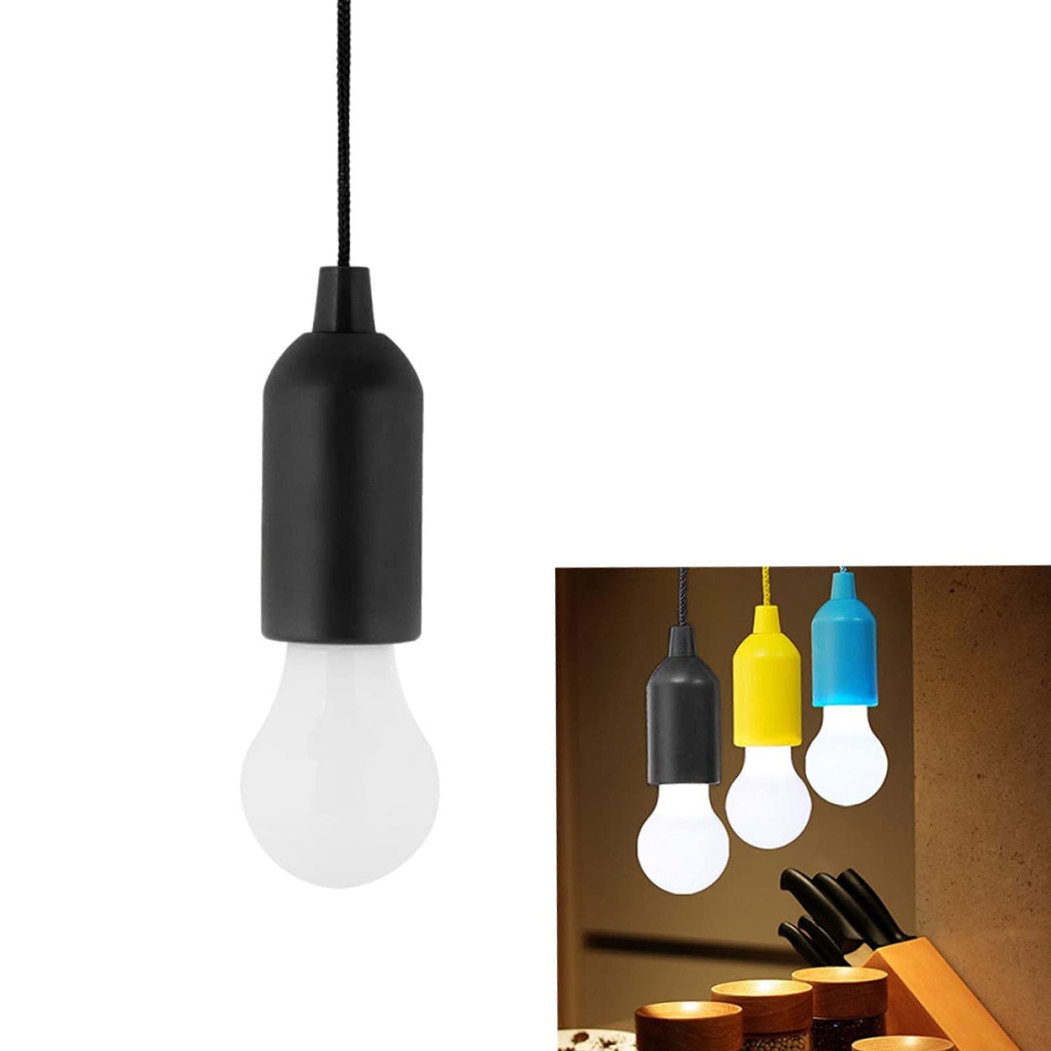 LED Pull Cord Light – Hanging Black LED Bulb (1 Pc) - Image 5