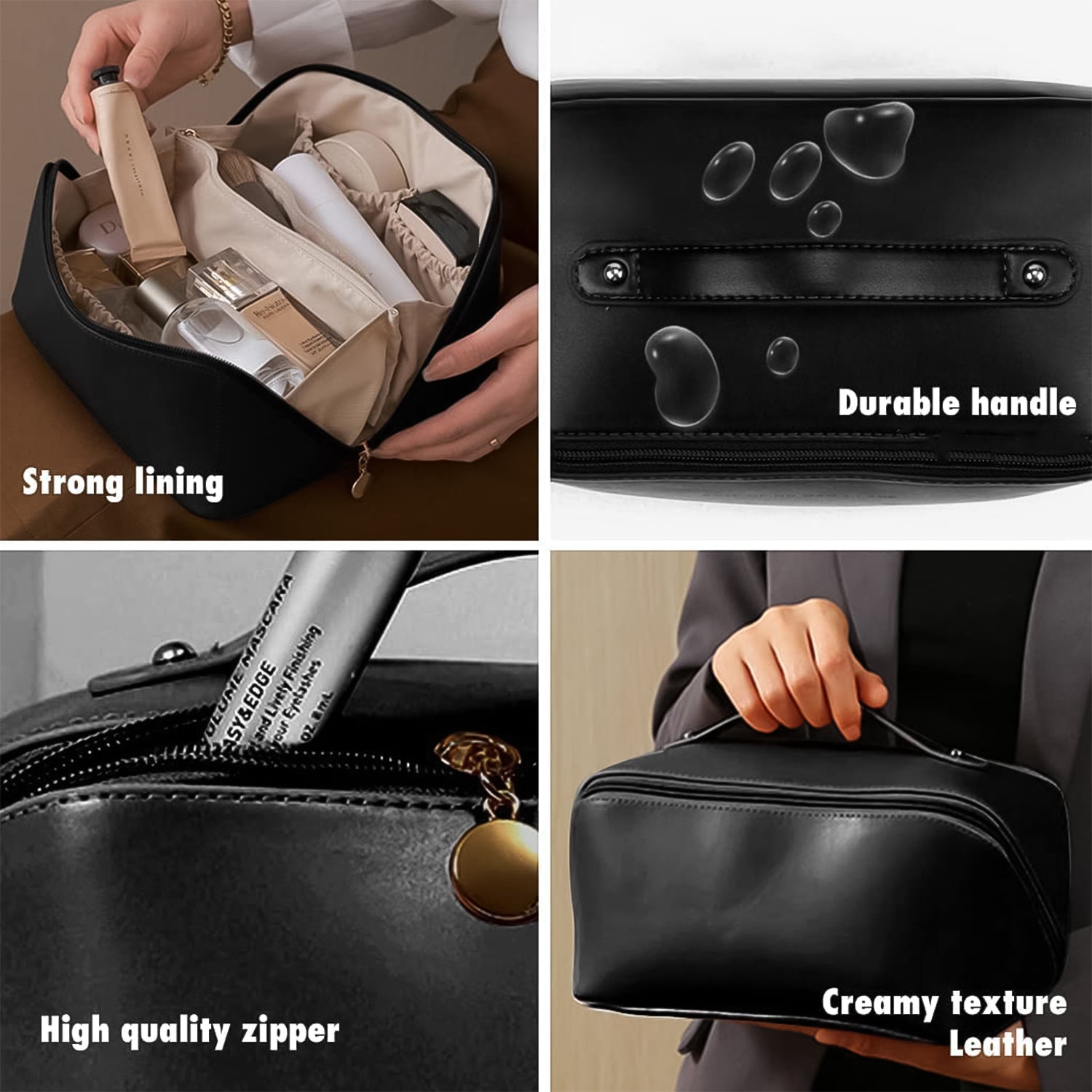Premium Travel Makeup & Toiletry Organizer Pouch with Zipper & Handle (1 Pc / Mix Color) - Image 4