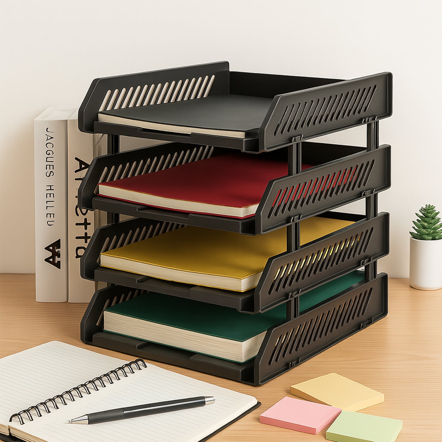 4-Layer Multifunctional File Rack with Drawers for Office Desk - Image 3