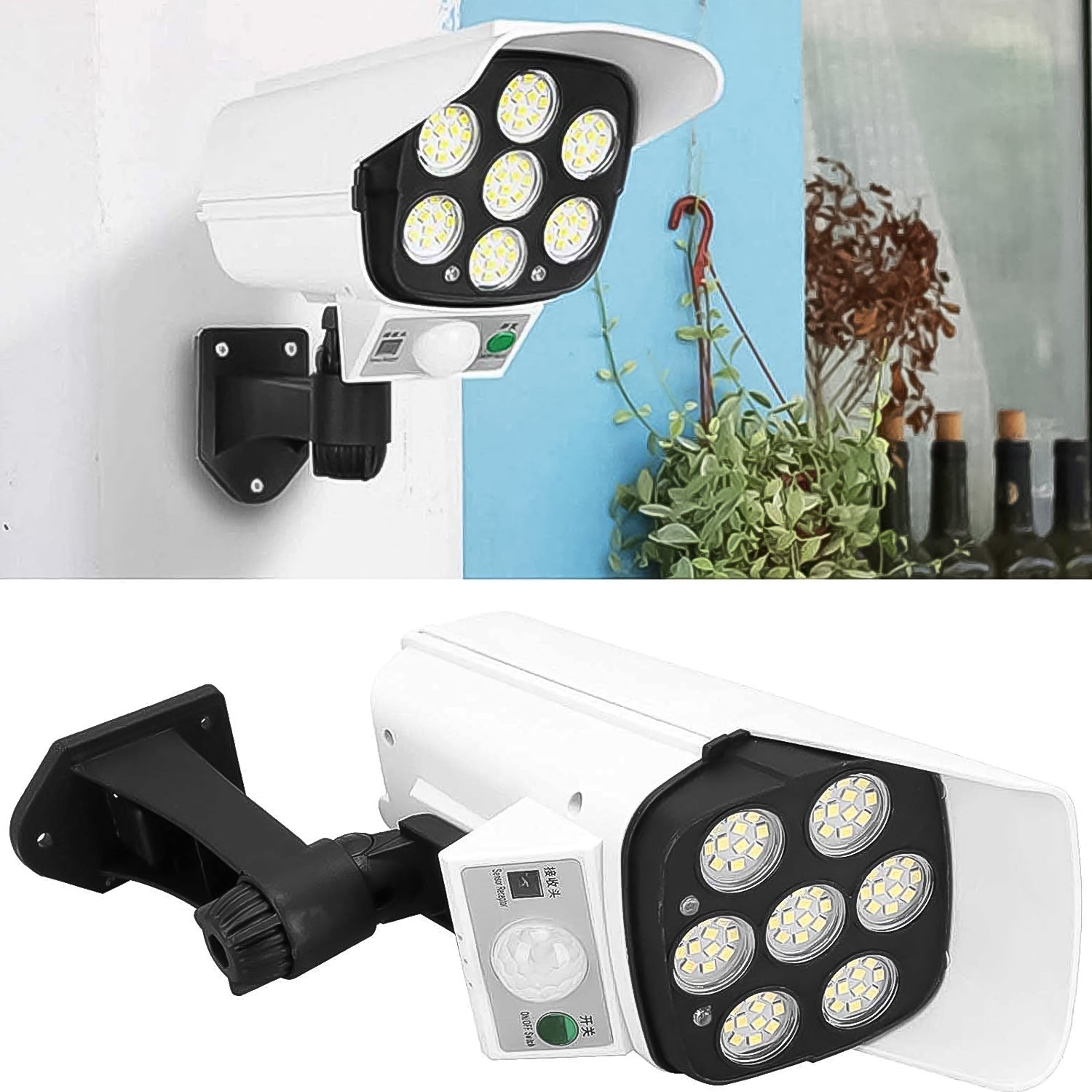 Solar Light Outdoor Motion Sensor Security Camera Shaped Dummy Wall Lamp (1 Pc) - Image 6