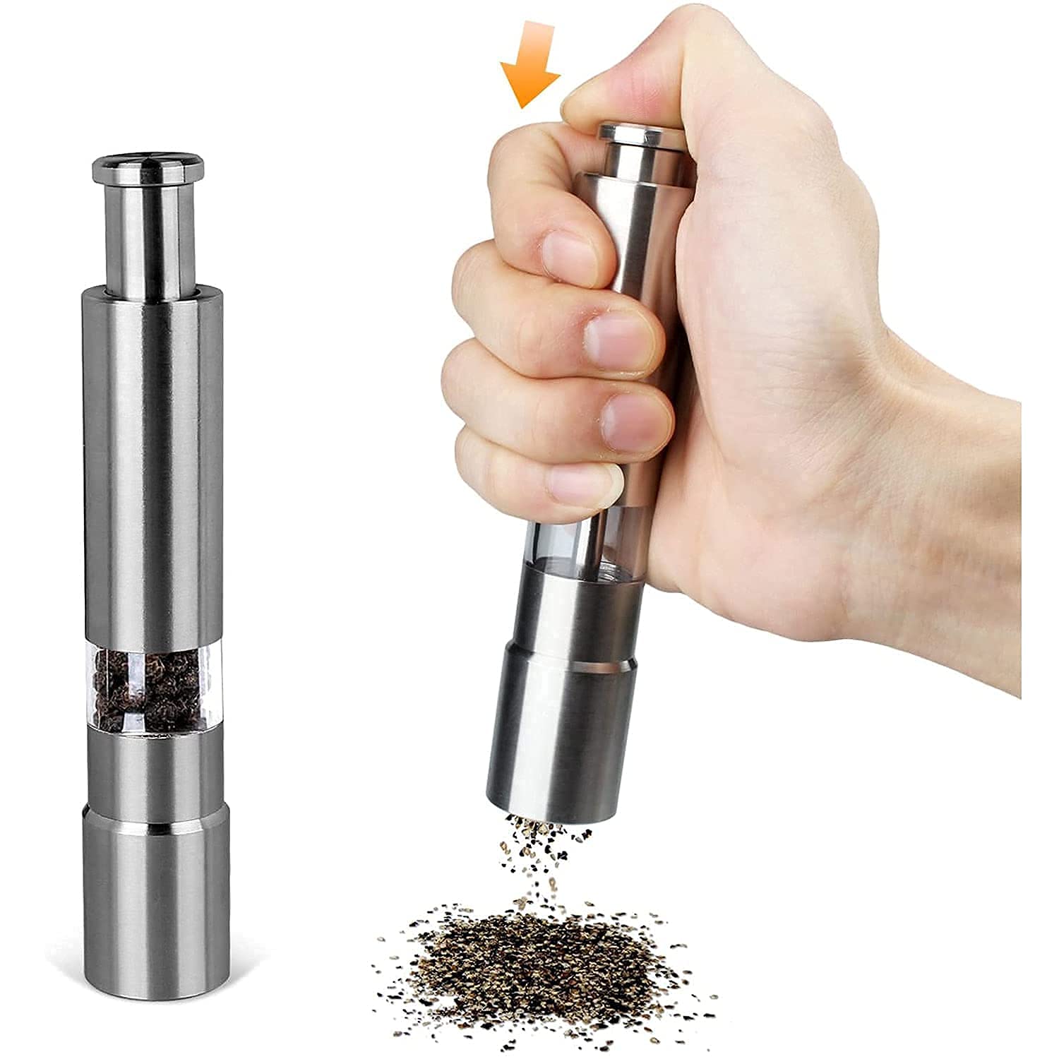 Stainless Steel Thumb Presser Salt and Pepper Grinder (1 Pc) - Image 4
