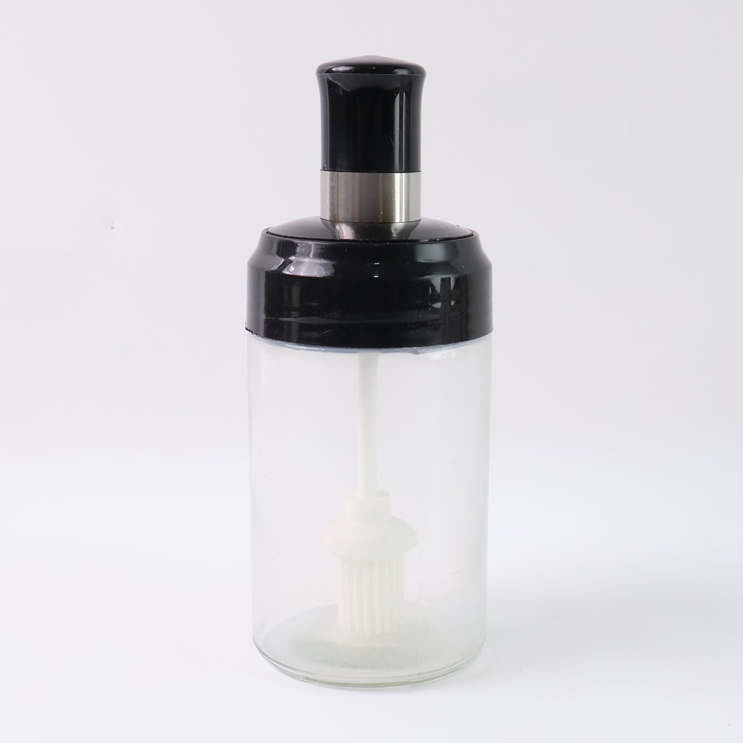 Clear Glass Oil Dispenser Bottle with Integrated Silicone Basting Brush (250ml Approx) - Image 5