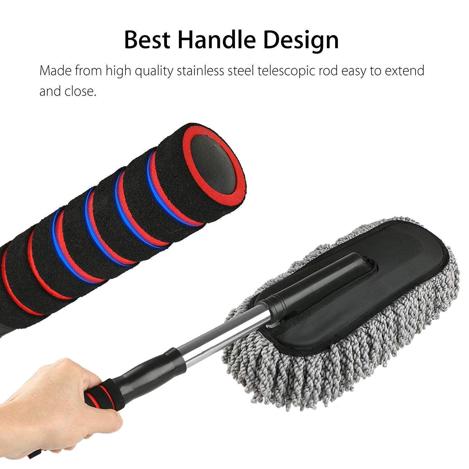 Car Duster, Long Retractable / Soft / Non-Slip / Handle Multipurpose Microfiber Wash Brush Vehicle Interior and Exterior Cleaning Kit with for Car, Boats or Home - Image 10