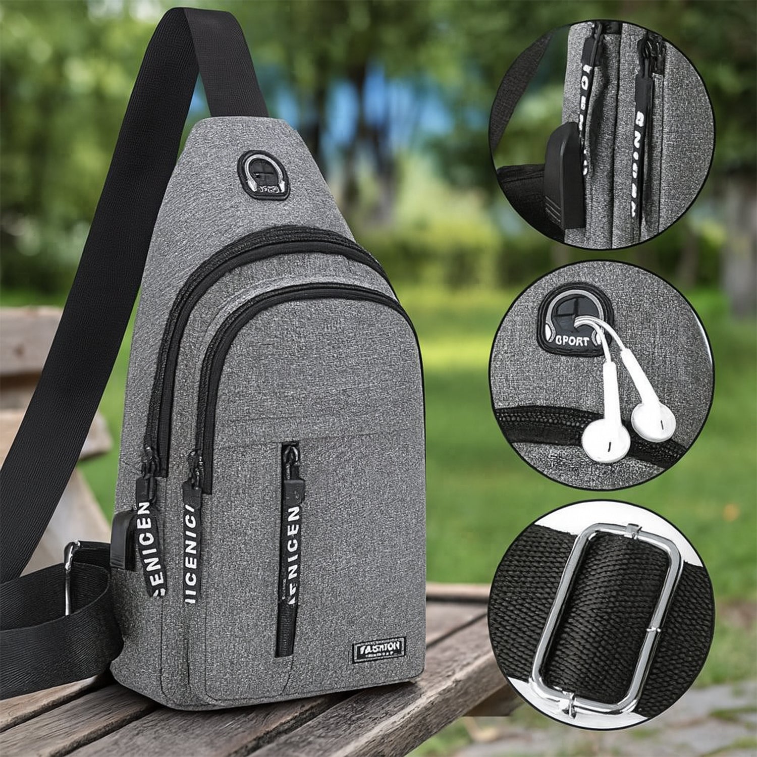 Waterproof Anti Theft Cross-body fanny pack waist bag, Shoulder Bags Chest Men Casual fashion USB Charging earphone hook Sling Travel Bag (1 Pc) - Image 6