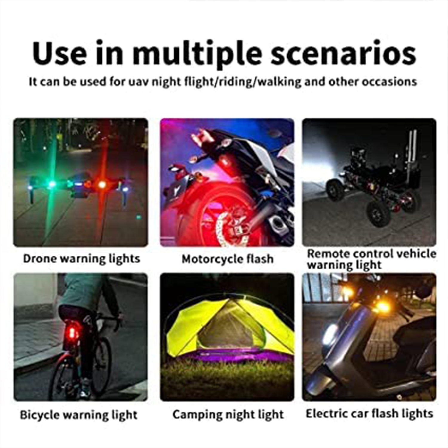 Mini LED Strobe Lights, Waterproof Lights, Lightweight RGB LED Lights Drone Strobe Lights Veicle Anti-Collision Strobe Light Bike Motocycle Lights USB Recharge Multi-colors - Image 9
