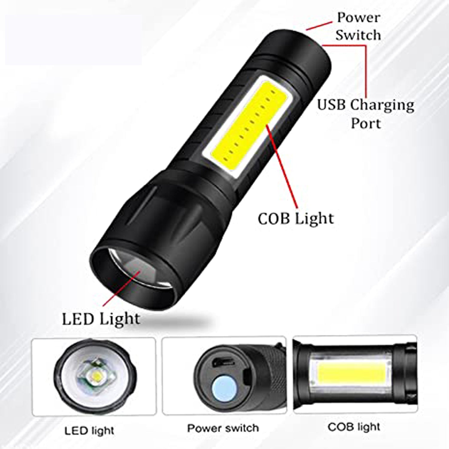 Mini Search Rechargeable LED Long Range Flashlight Emergency Light Torch - Image 8