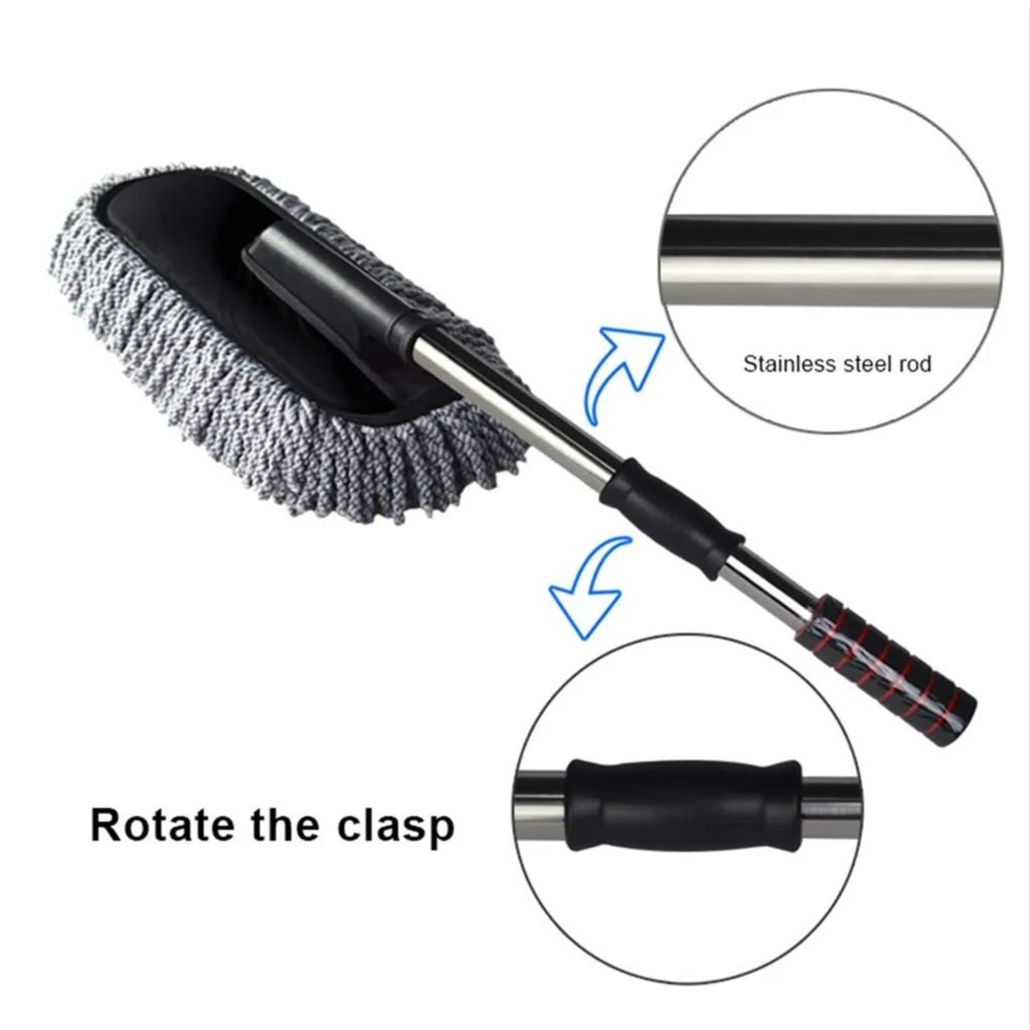 Car Duster, Long Retractable / Soft / Non-Slip / Handle Multipurpose Microfiber Wash Brush Vehicle Interior and Exterior Cleaning Kit with for Car, Boats or Home - Image 5