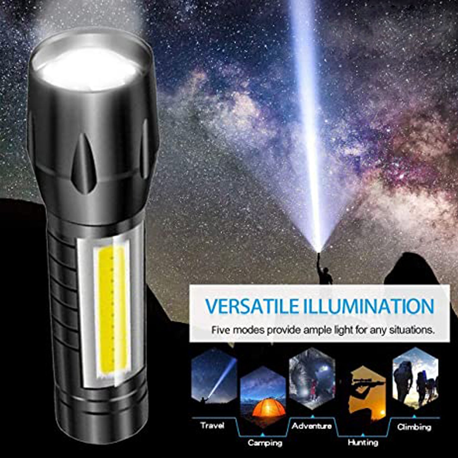 Mini Search Rechargeable LED Long Range Flashlight Emergency Light Torch - Image 7