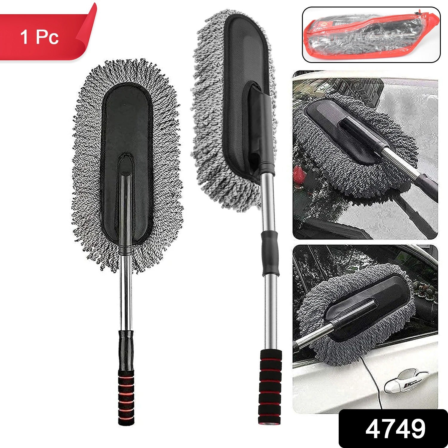 Car Duster, Long Retractable / Soft / Non-Slip / Handle Multipurpose Microfiber Wash Brush Vehicle Interior and Exterior Cleaning Kit with for Car, Boats or Home - Image 2