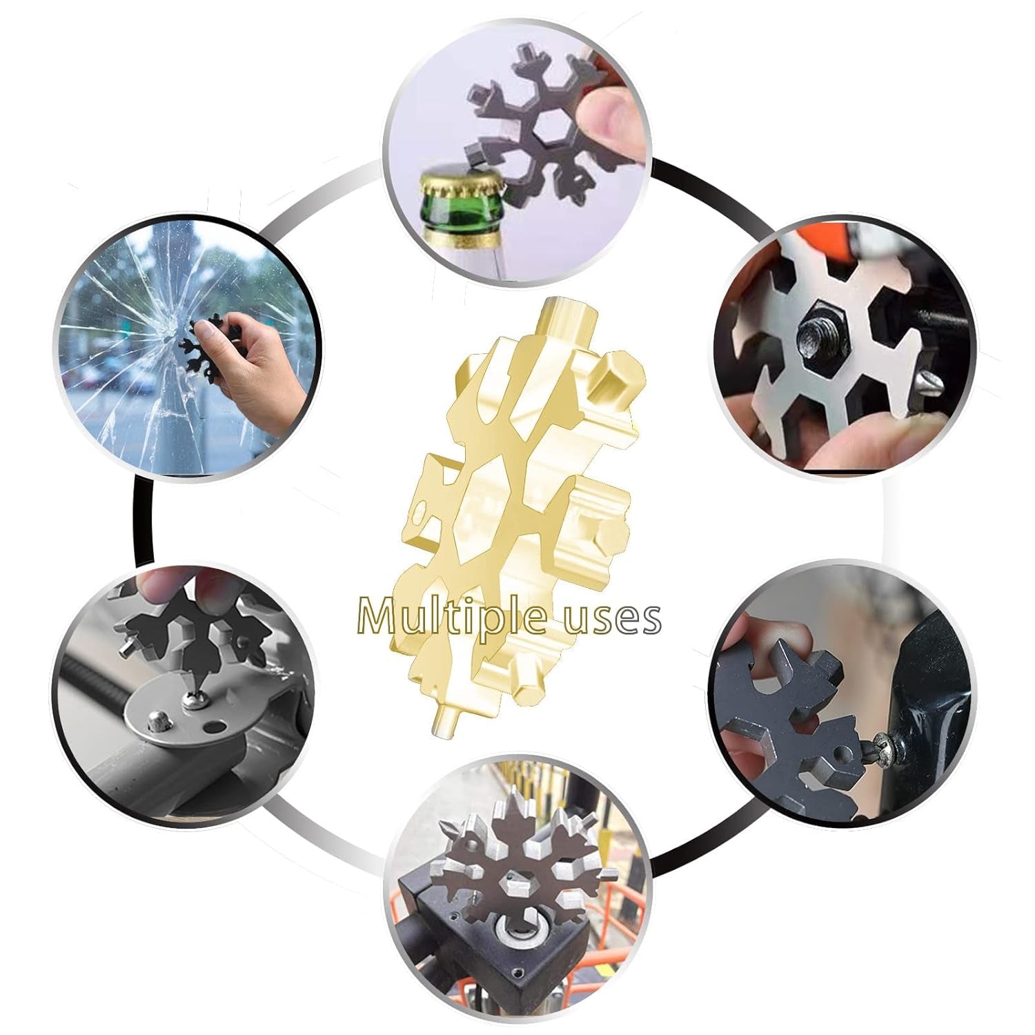 18-in-1 Snowflake Multi-Tool – Portable Bottle Opener, Screwdriver & Wrench - Image 4