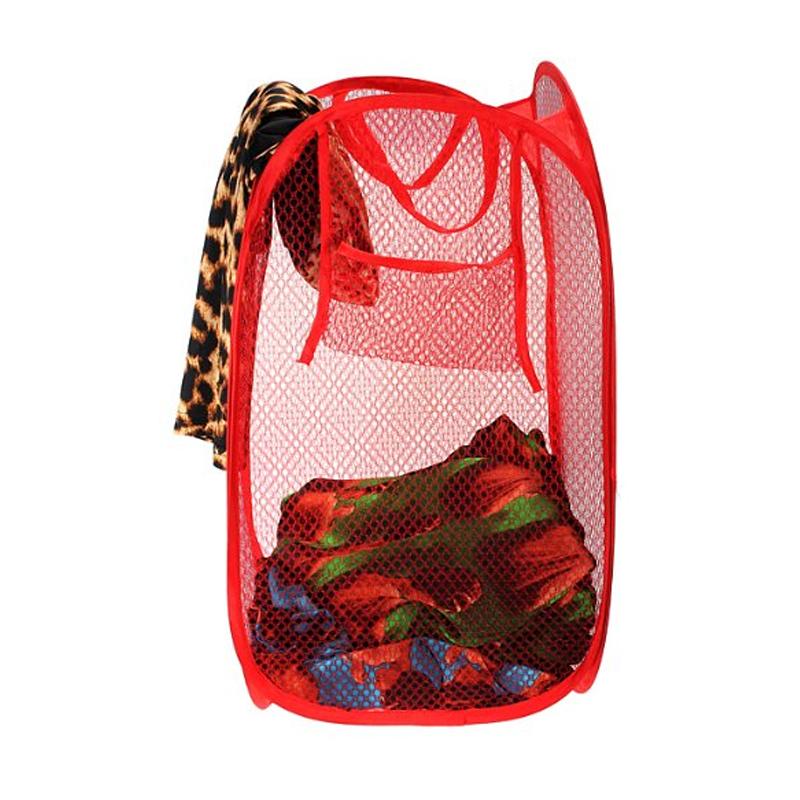 Laundry Hamper Mesh Fabric For Ventilation Foldable Storage Up Clothes Basket - Image 3