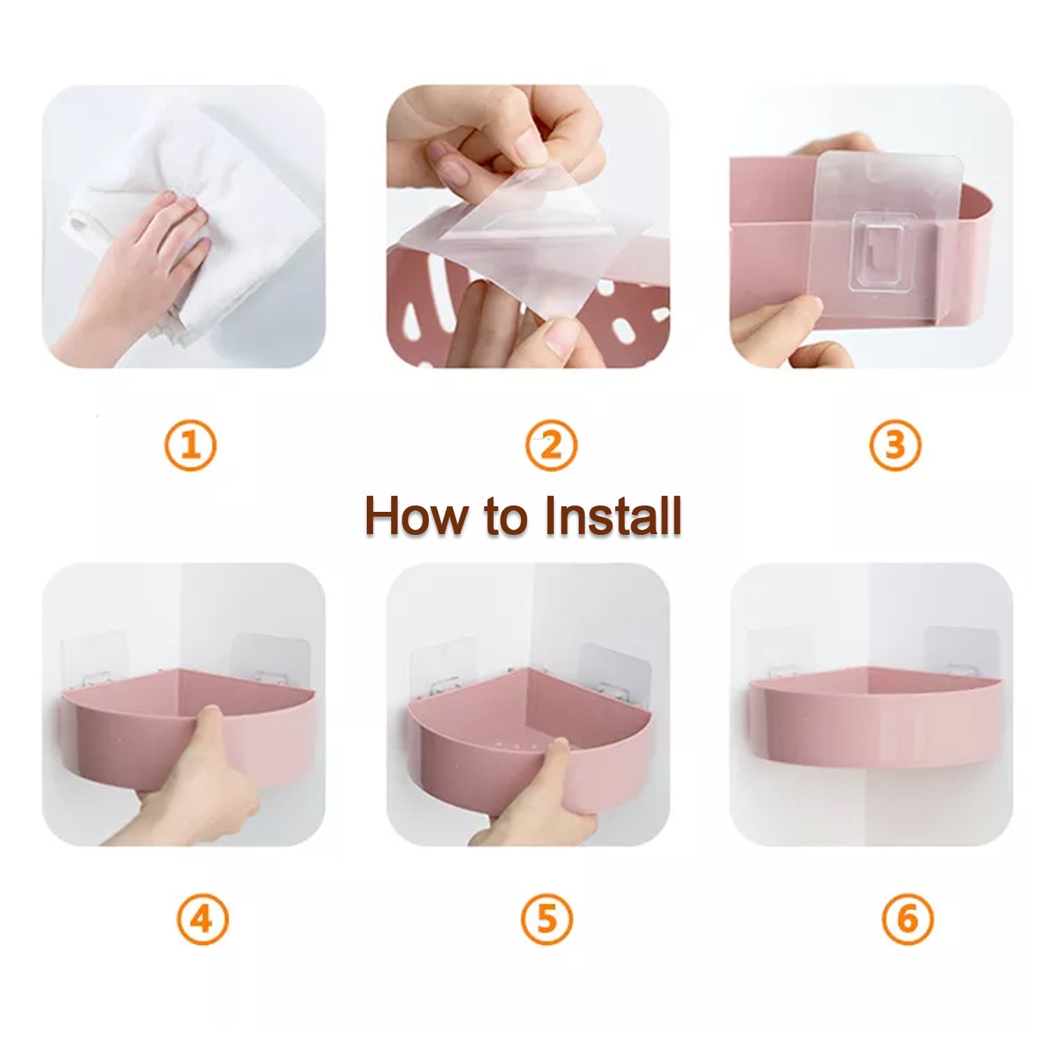 Corner Shelf Bathroom Kitchen Rack Self Adhesive Shower Caddy Plastic Triangle Wall Mount Storage Basket - Image 10