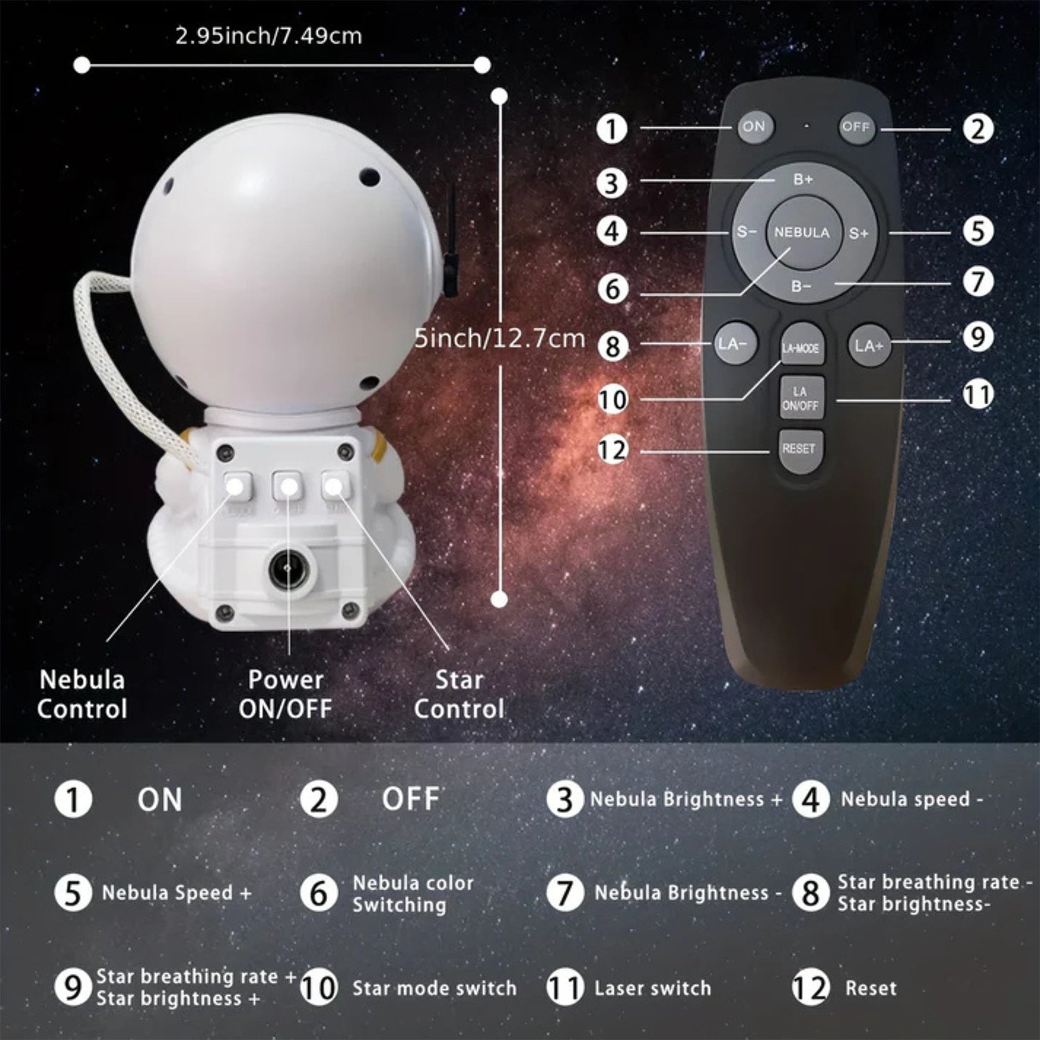 Premium Astronaut Galaxy Projector Night Light with Remote Control - Image 4