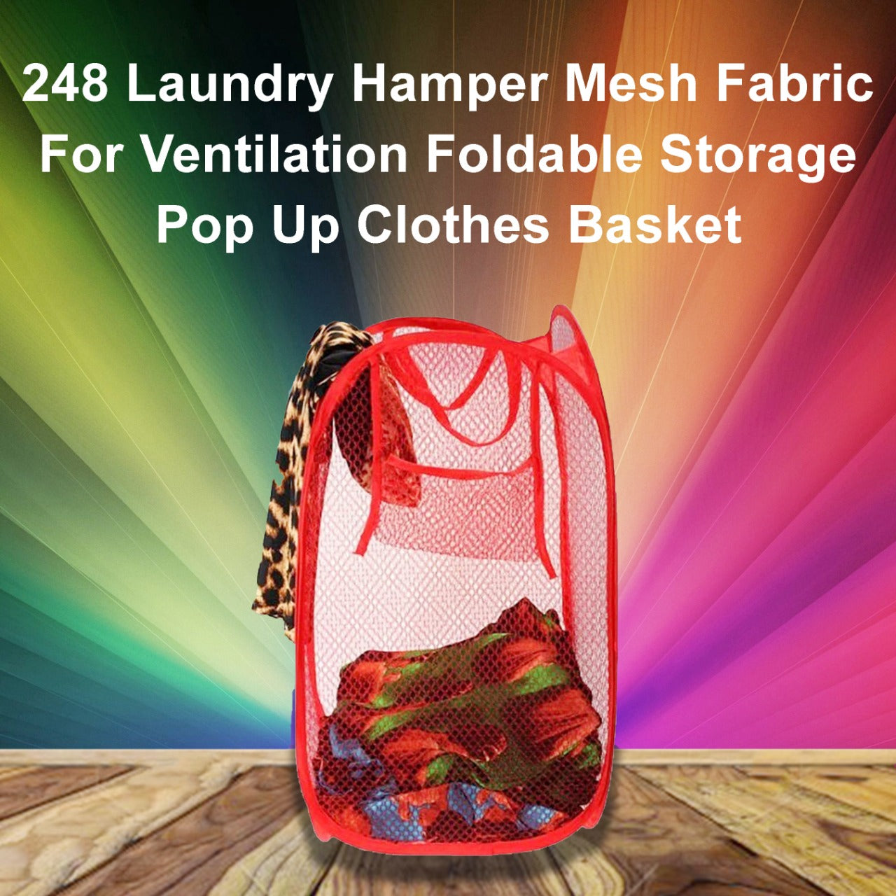 Laundry Hamper Mesh Fabric For Ventilation Foldable Storage Up Clothes Basket - Image 6