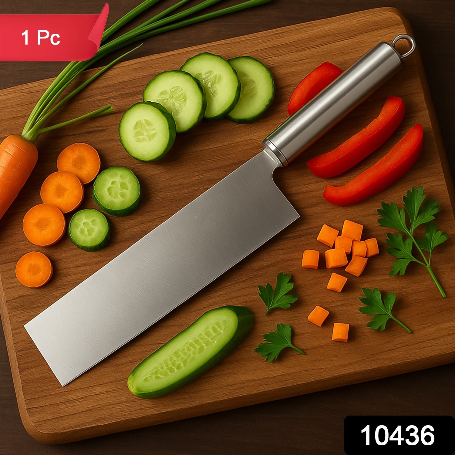 Professional-Grade Stainless Steel Vegetable Cleaver Knife 1 Pc - Image 2