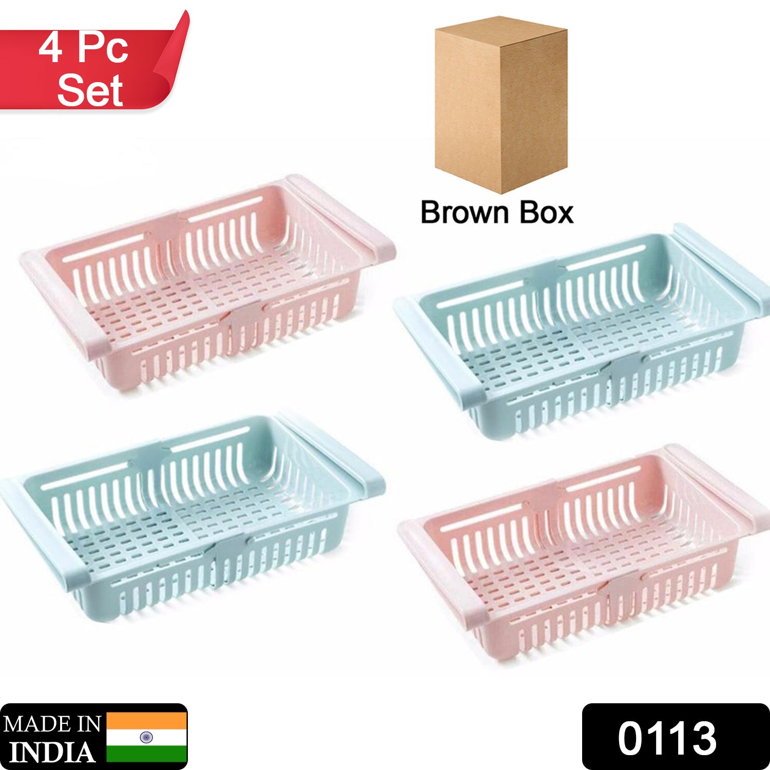 Fridge Organizer Drawer - Adjustable Fridge Storage Basket ( 4pc Set ) - Image 2