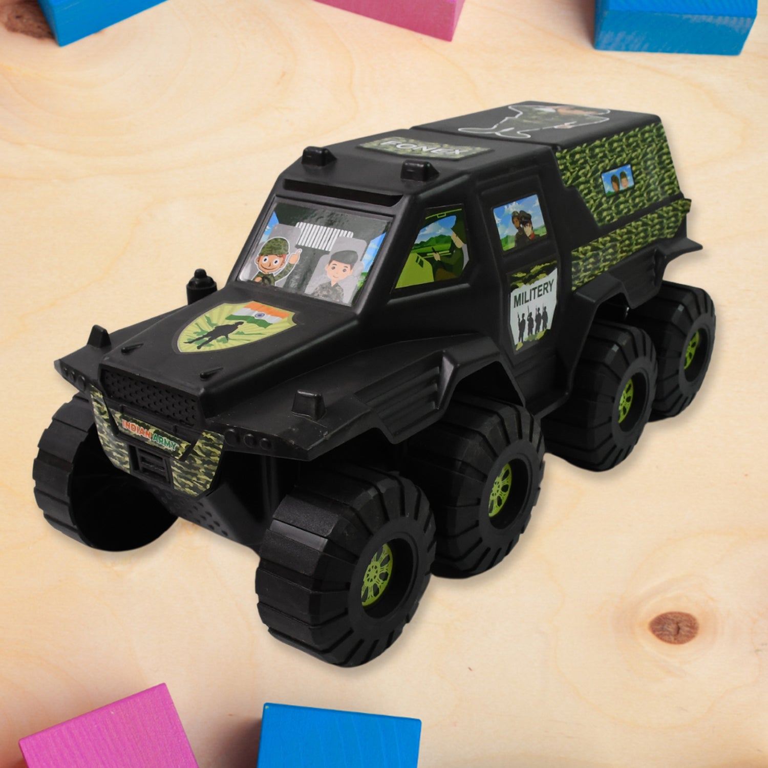 Big Military 8-Wheel Plastic Car Toy (1 Pc) - Image 6