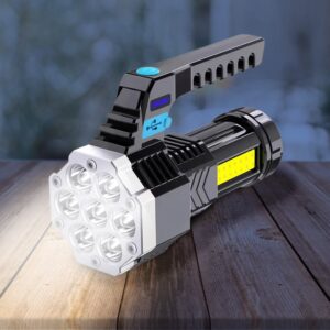Portable Flashlight / Torch COB 7LED Hand Light USB Rechargeable Light with Side Light (1 Pc)