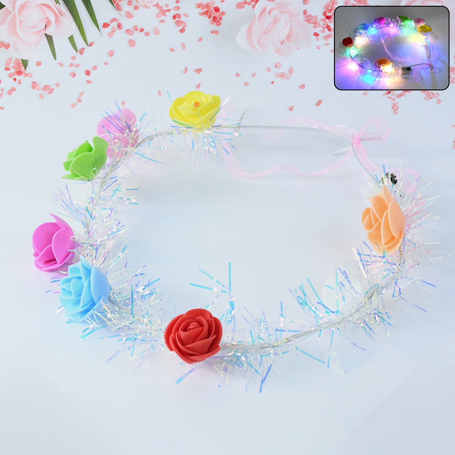 LED Flower Crown Headband – Multicolor Light-Up (1 Pc), Hair accessories - Image 3