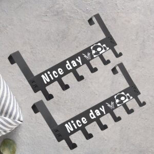 Heavy-Duty Carbon Steel Door Hook Hanger Rack (2 pc / 6 Hook / Black)