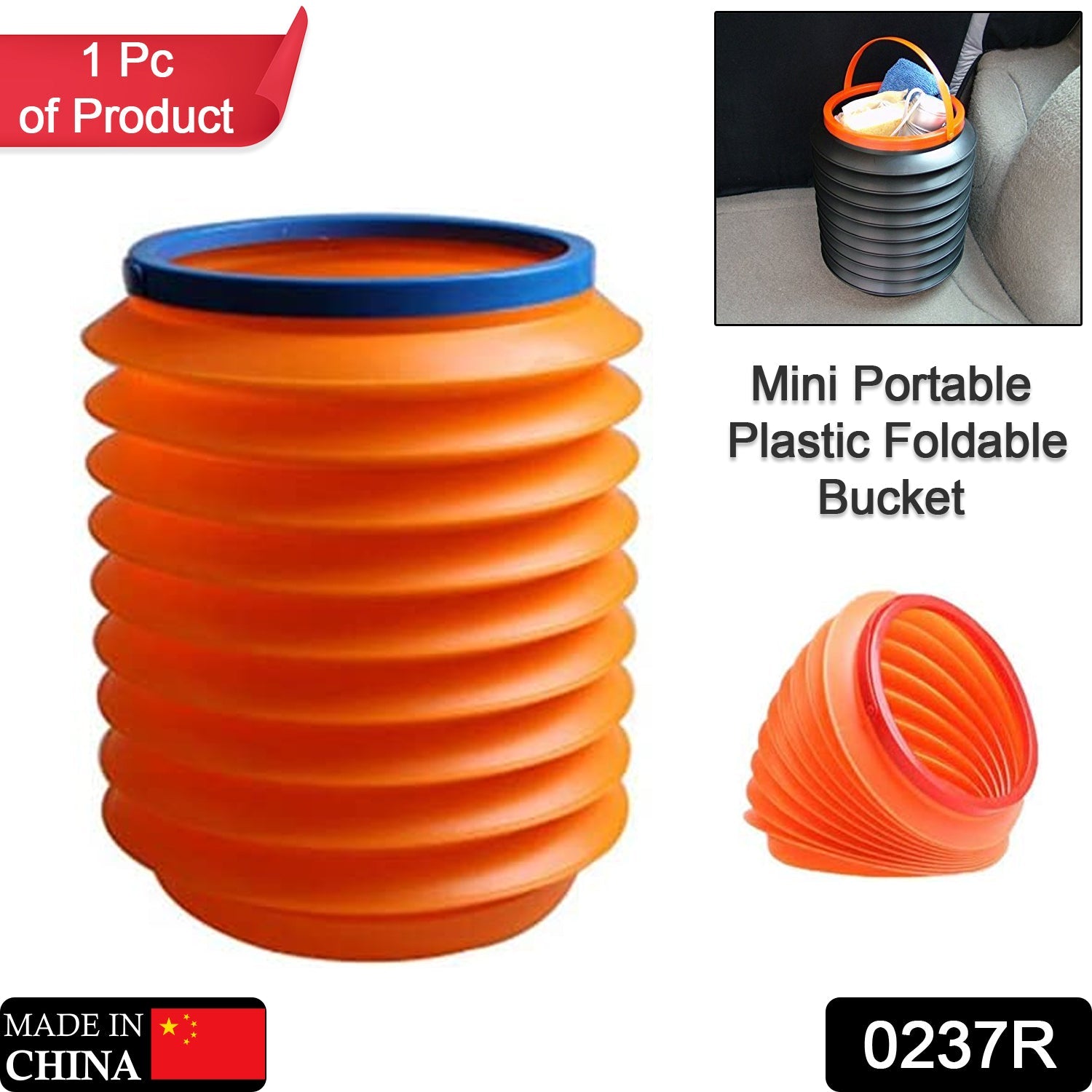 Foldable Storage Bucket – Water Container & Dustbin for Home, Car, Kitchen - Image 2
