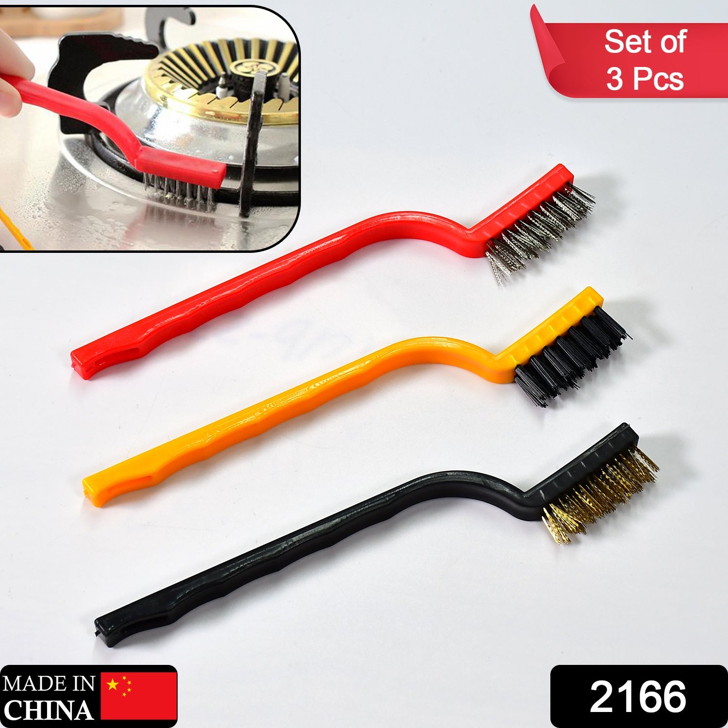 3-Piece Mini Wire Brush Set: Tackle Tough Cleaning Jobs (Multi-Material) - Image 3