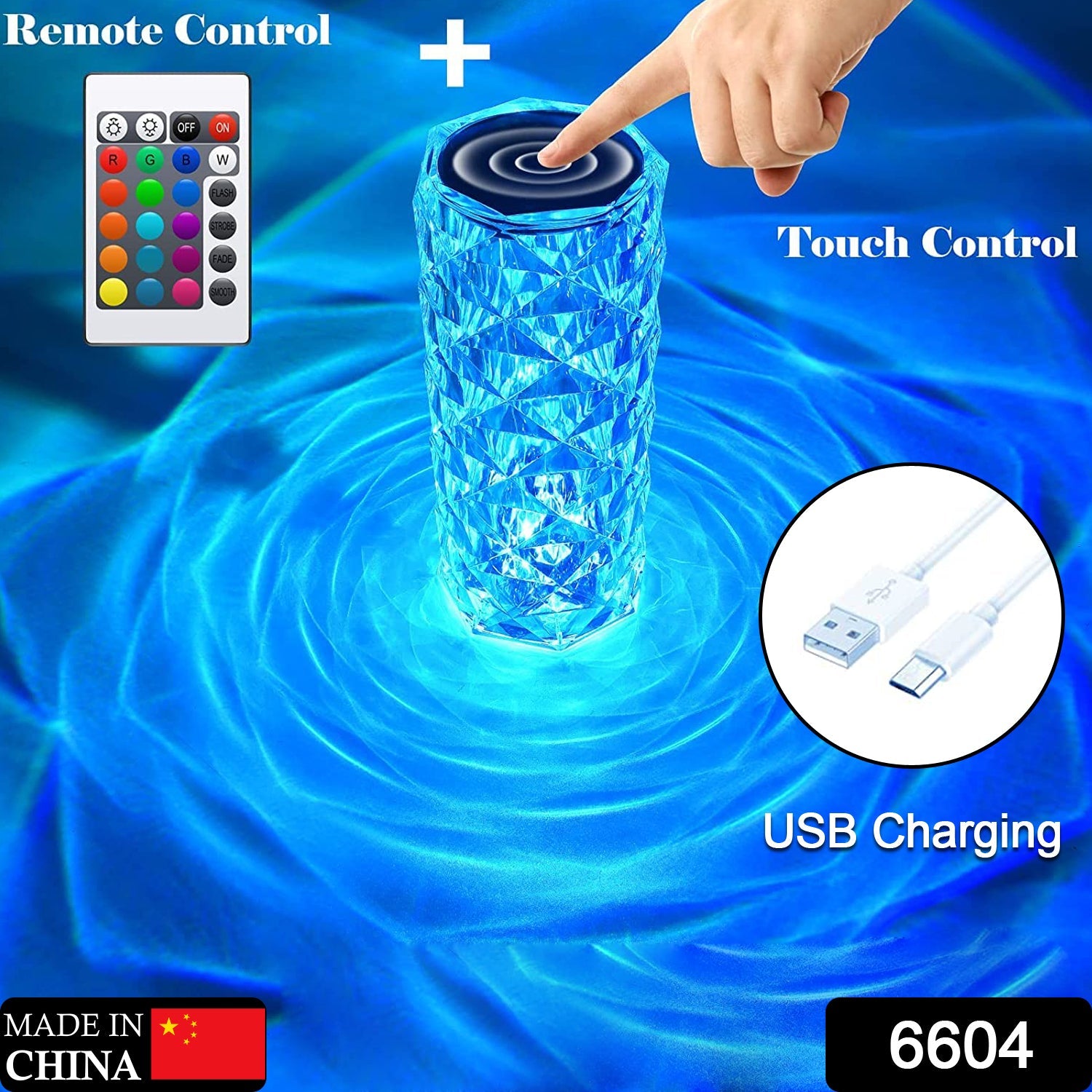 Crystal Touch Night Light for Bedroom Decor (16 Colors, Remote, USB) - Image 2