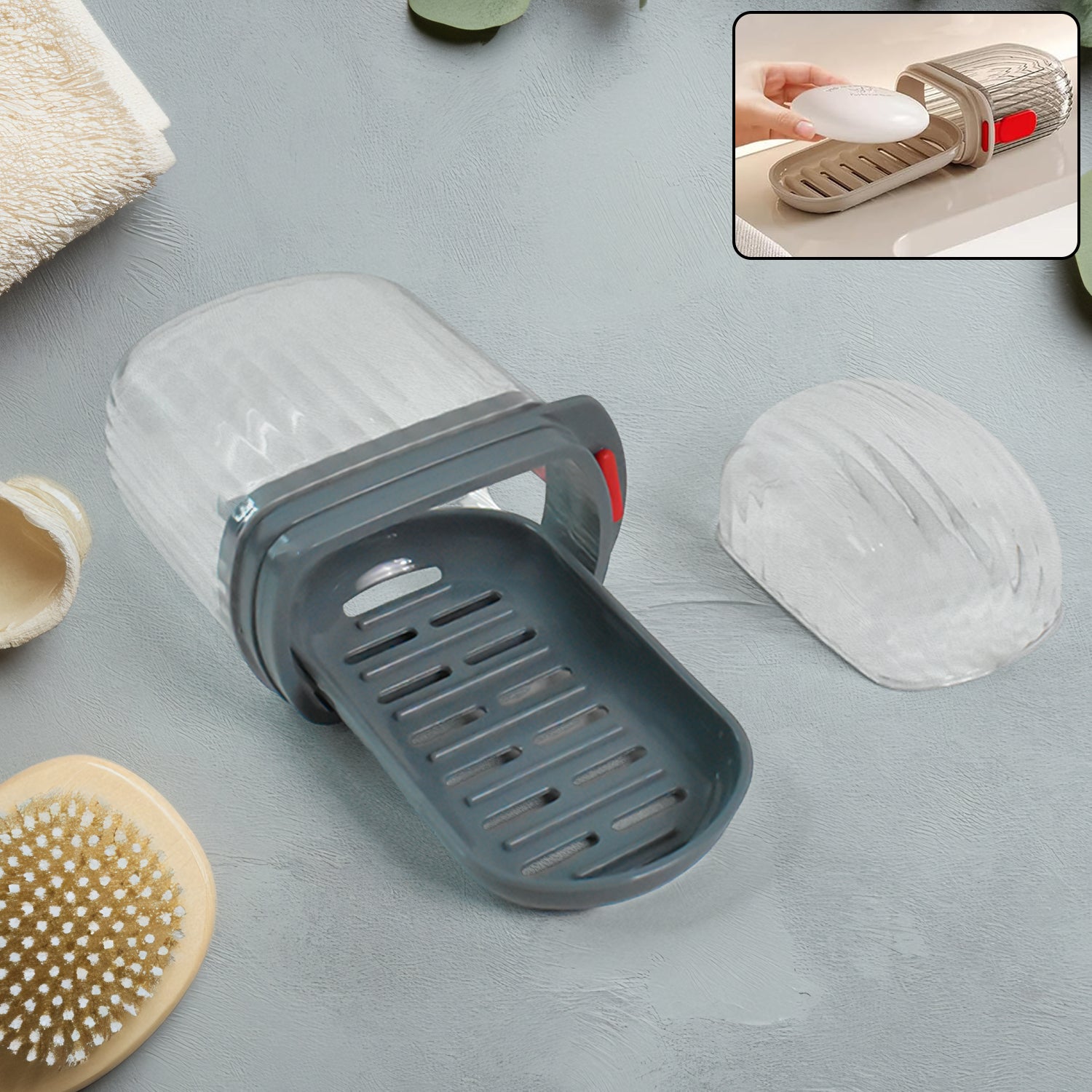 Multipurpose Soap Box Holder with Transparent Dust-Proof Lid ,Sabudani (1 Pc)