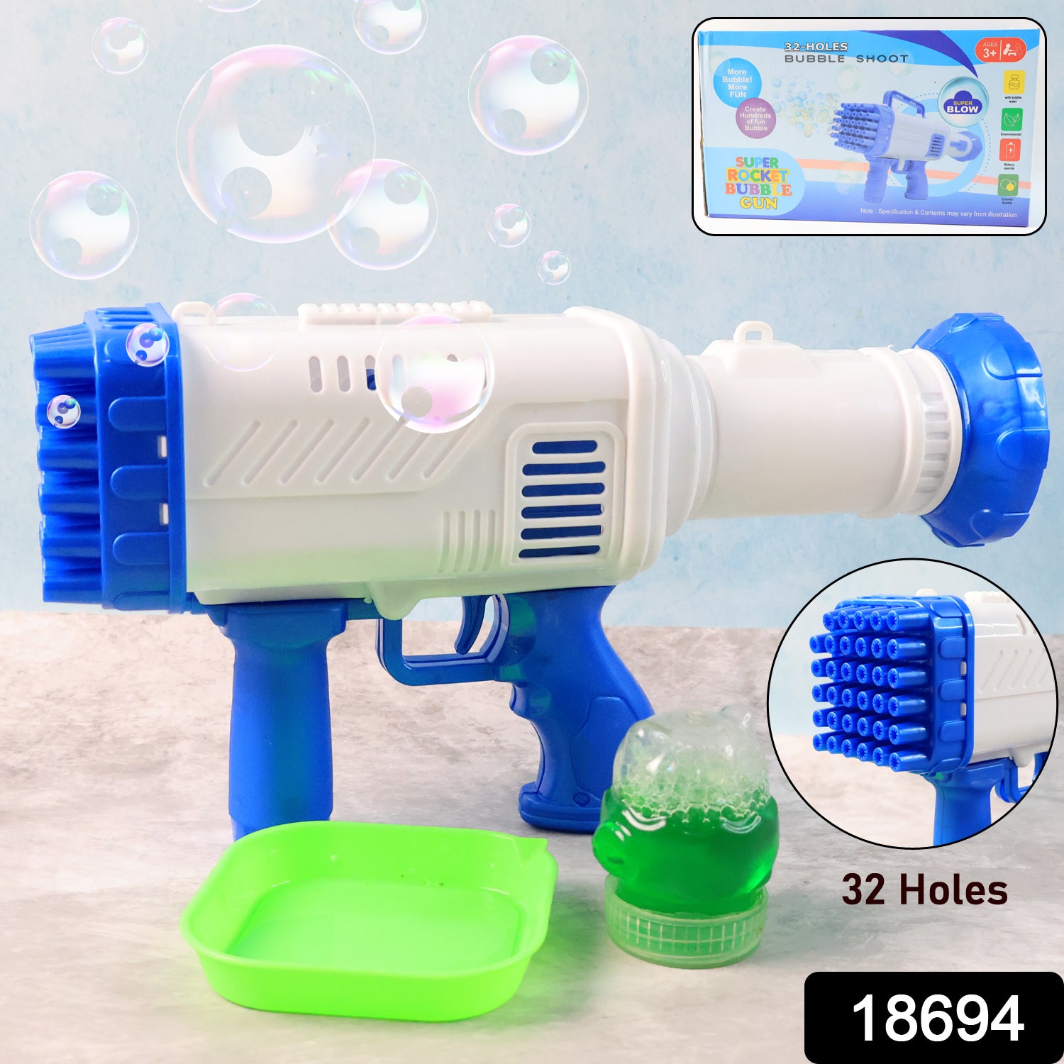 32 Holes Big Powerful Machine Bubble Gun Toys (1 Set) - Image 2