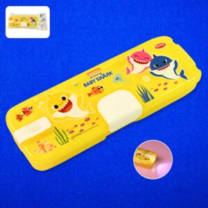Plastic Pencil Box with LED Light & Cartoon Print (1 Pc)