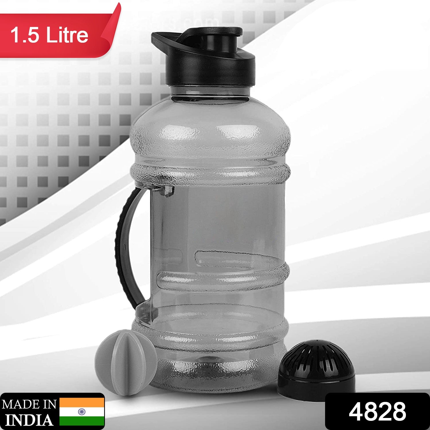 Sports Gym 1.5 Liters Gallon Water Bottle with Mixer and Strainer - Image 2