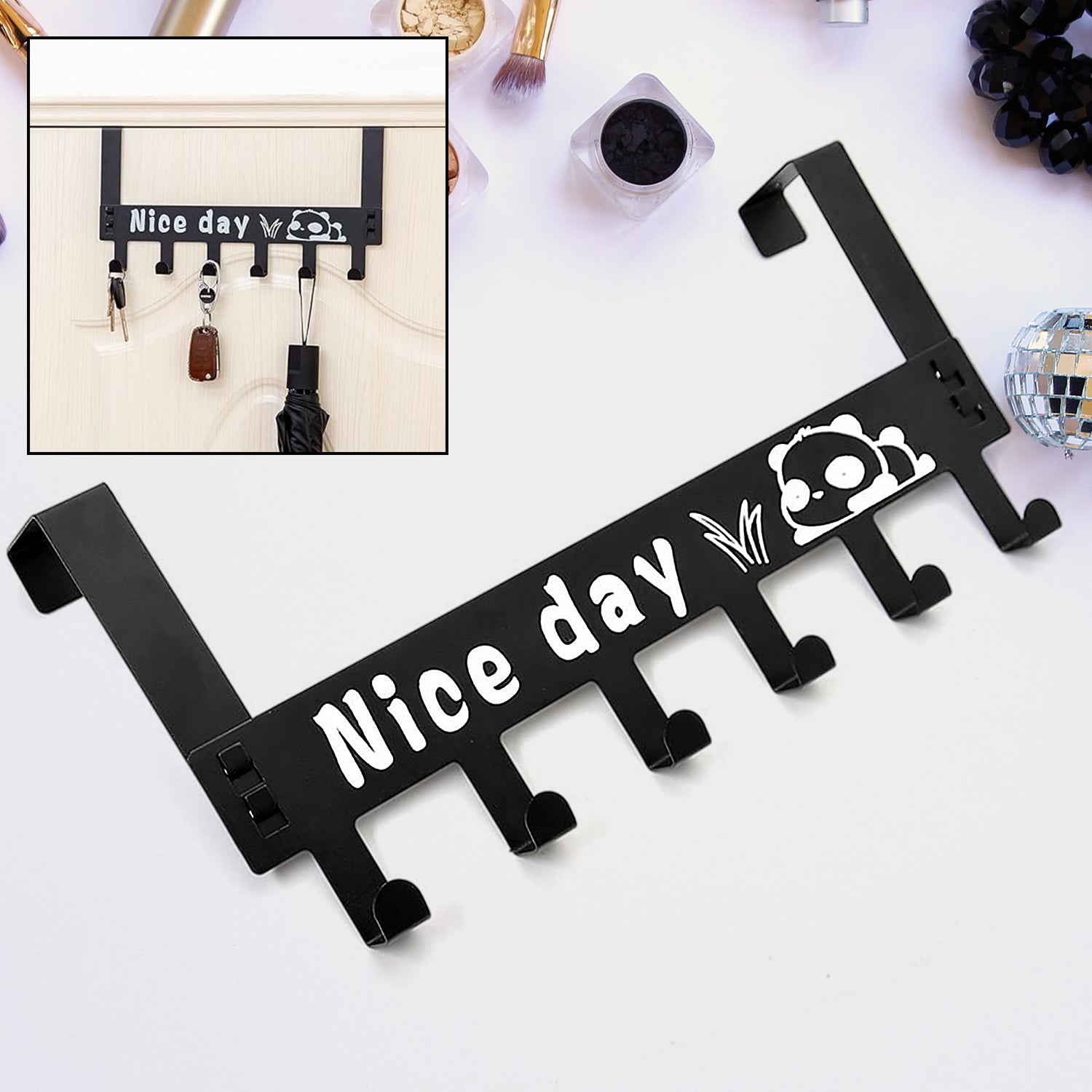 Heavy-Duty Carbon Steel Over Door Hook Rack for Towels & Coats (1 Pc, 6 Hooks) - Image 9