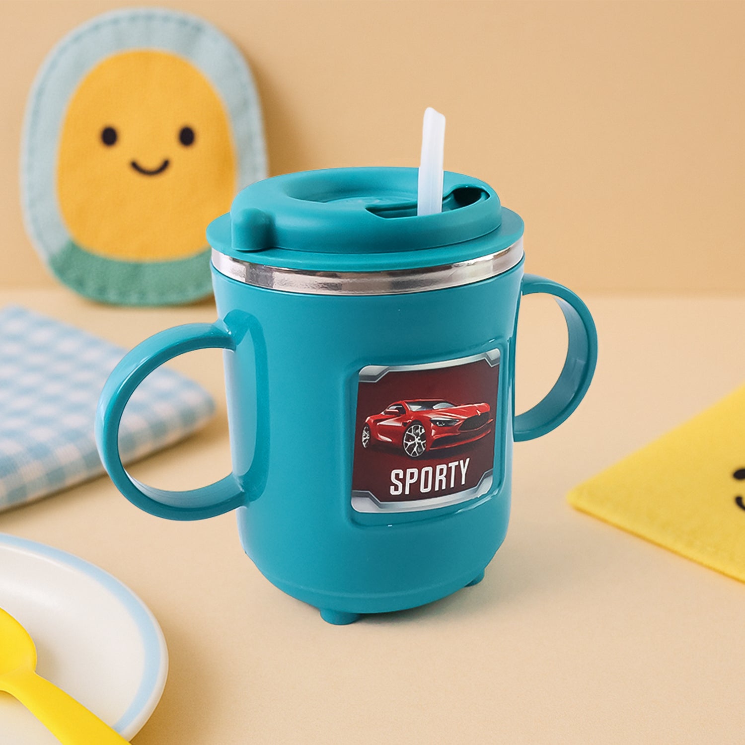 Supermom Kids Sporty Sipper Mug with Straw and Dual Handles Approx 300ml (1 Pc)