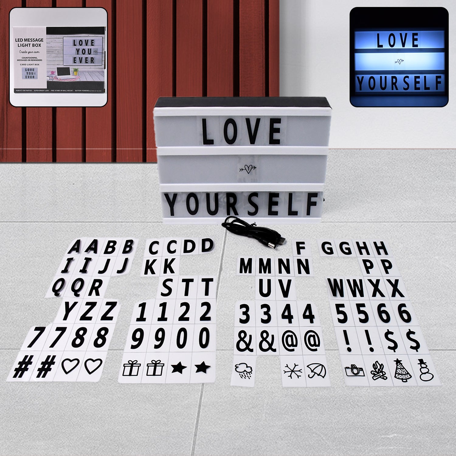 Black Mini A6 Magnetic Cinematic Light Box with 82 Characters and 10 Emojis (1 Set) - Image 3