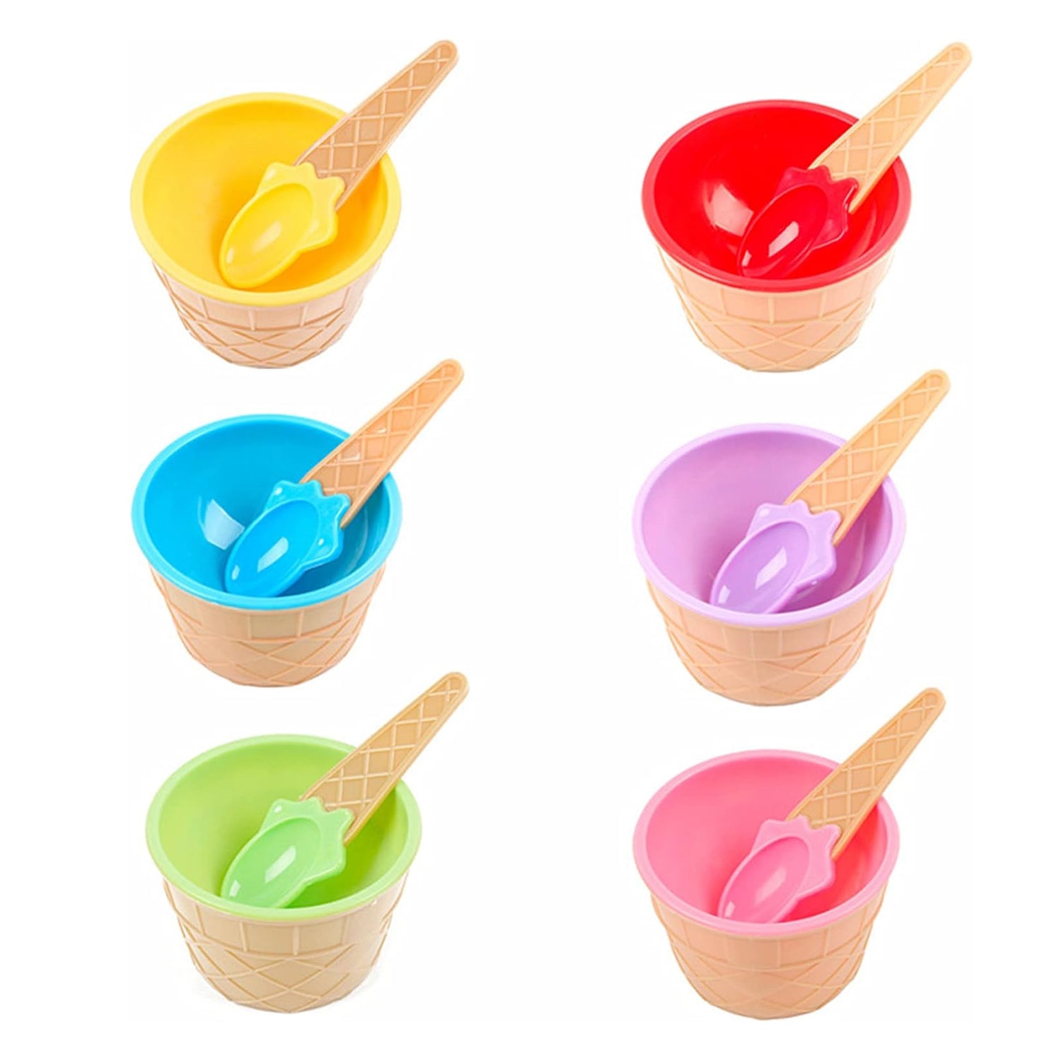 Premium Ice Cream Waffle Spoon Bowl Set (6-Piece , Color Box) - Image 4