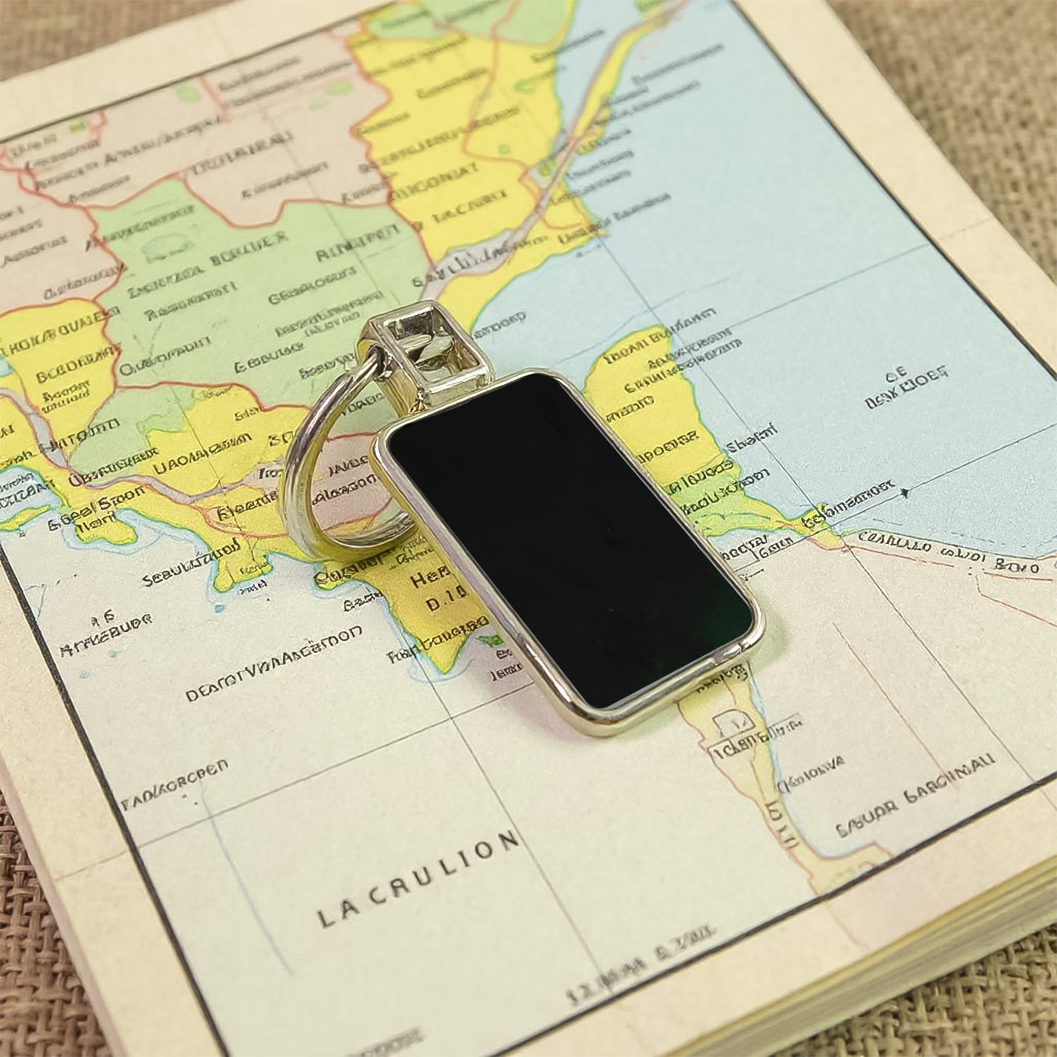 Premium Rectangular Black & Silver Metal Keychain (1 Pc) - Image 6