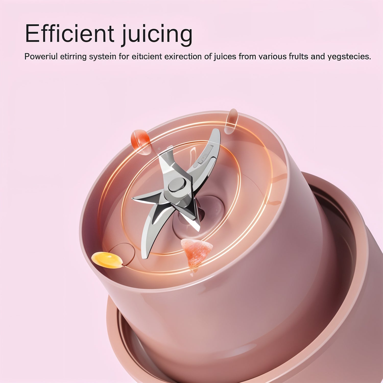 Portable Crusher Juicer With Handle & Straw, USB Rechargeable Multi Blades (420 ML) - Image 4