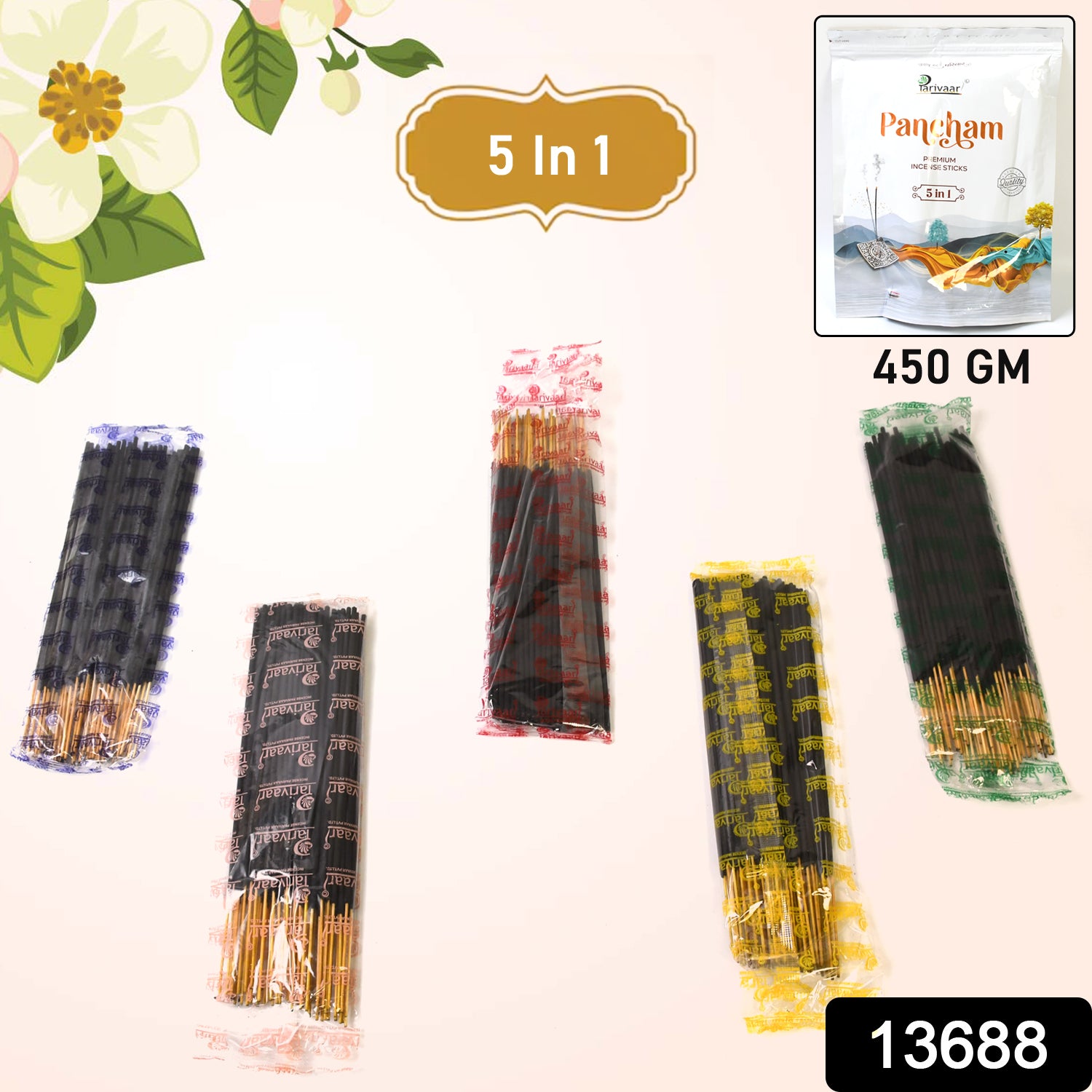 5in1 Pancham Premium Agarbatti / Incense Sticks (450 GM) - Image 2
