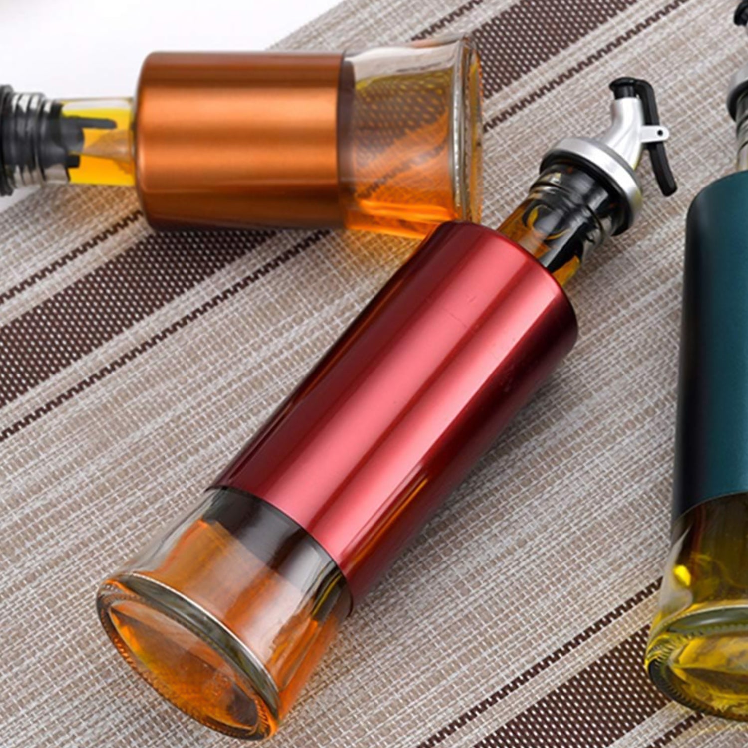 Glass Oil Dispenser with Plastic Covering, Oil and Vinegar Bottle (300 ml) - Image 5