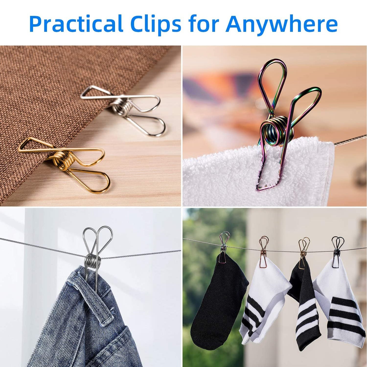 Stainless Steel Multipurpose Sturdy Clothes Hanging Clips - Image 3