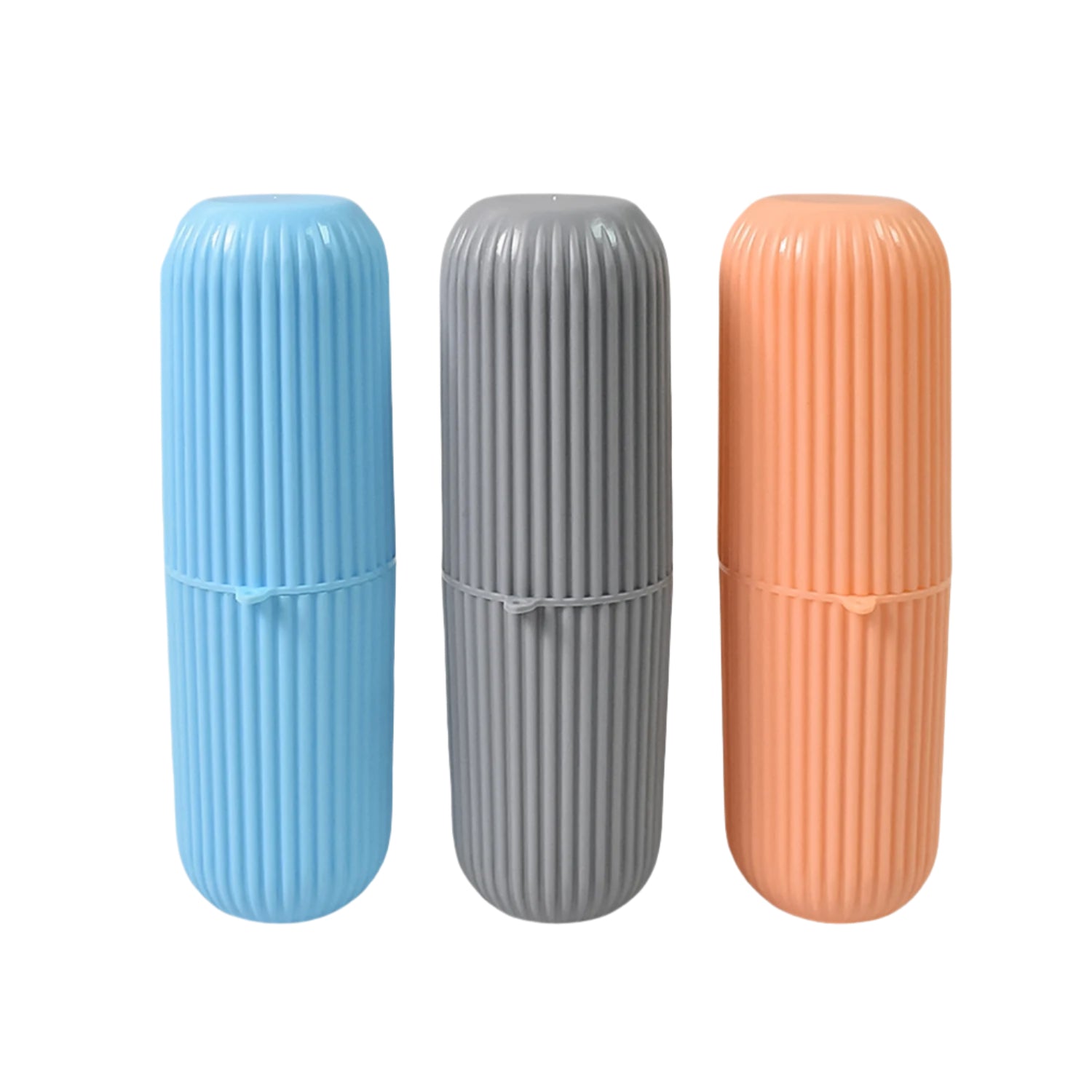 Capsule Shape Travel Toothbrush Toothpaste Case Holder (Multicolor / 3 Pcs Set) - Image 4