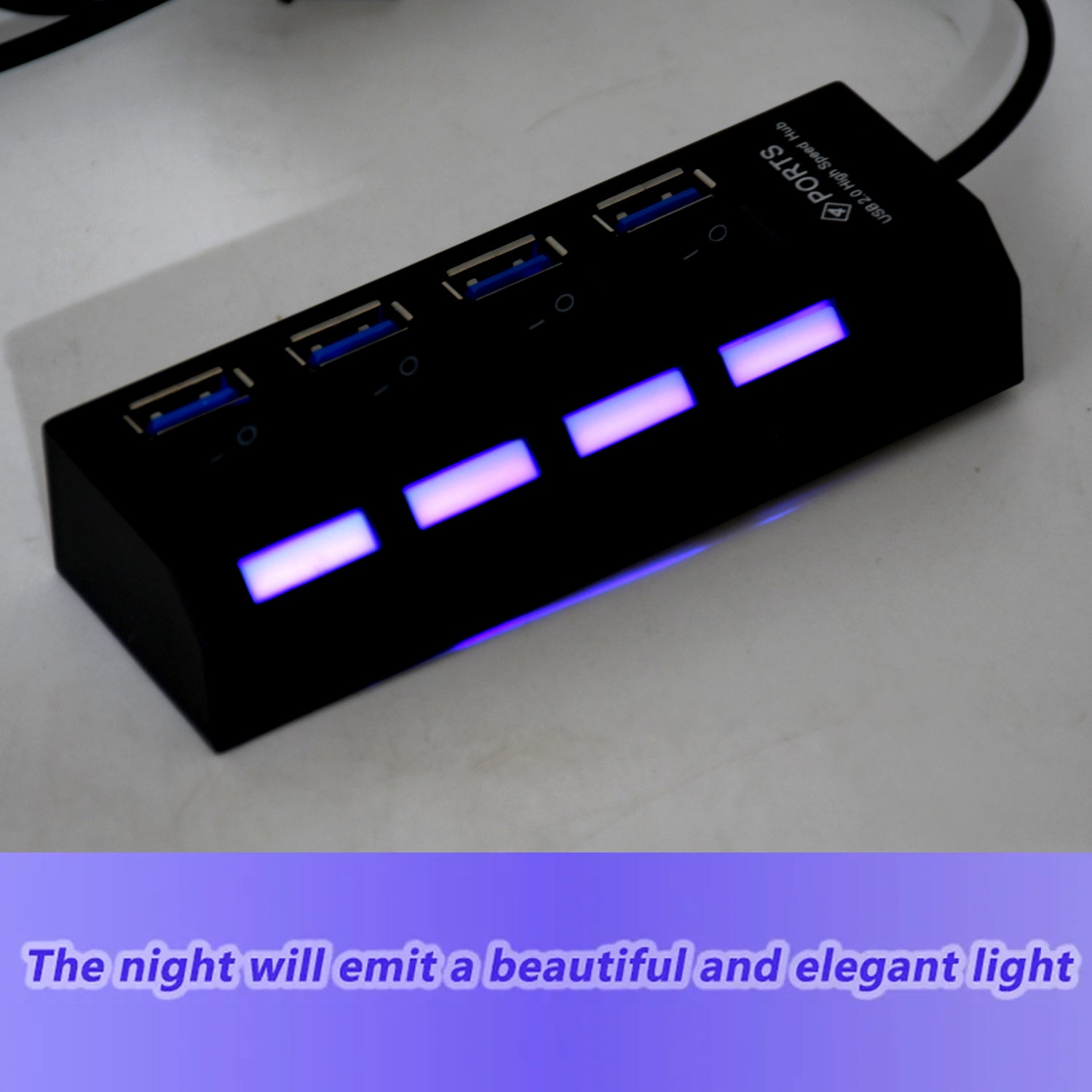 4 Port USB, HUB USB 2.0 HUB Splitter High Speed with On/Off Switch Multi LED Adapter Compatible with Tablet Laptop Computer Notebook - Image 3