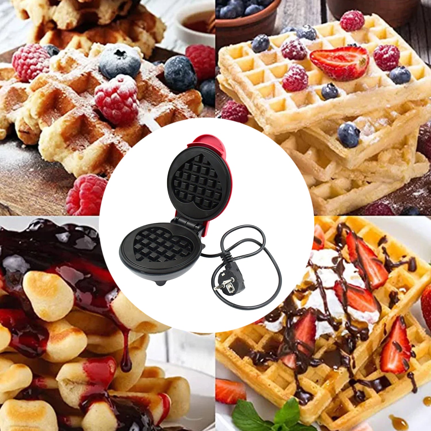 Mini Waffle Maker Machine Waffle Iron Home Appliances Kitchen Gift Easy To Clean, On-Stick Surfaces, Perfect Breakfast, Dessert, Sandwich, Pan Cakes, Paninis / Other Snacks Machine - Image 4