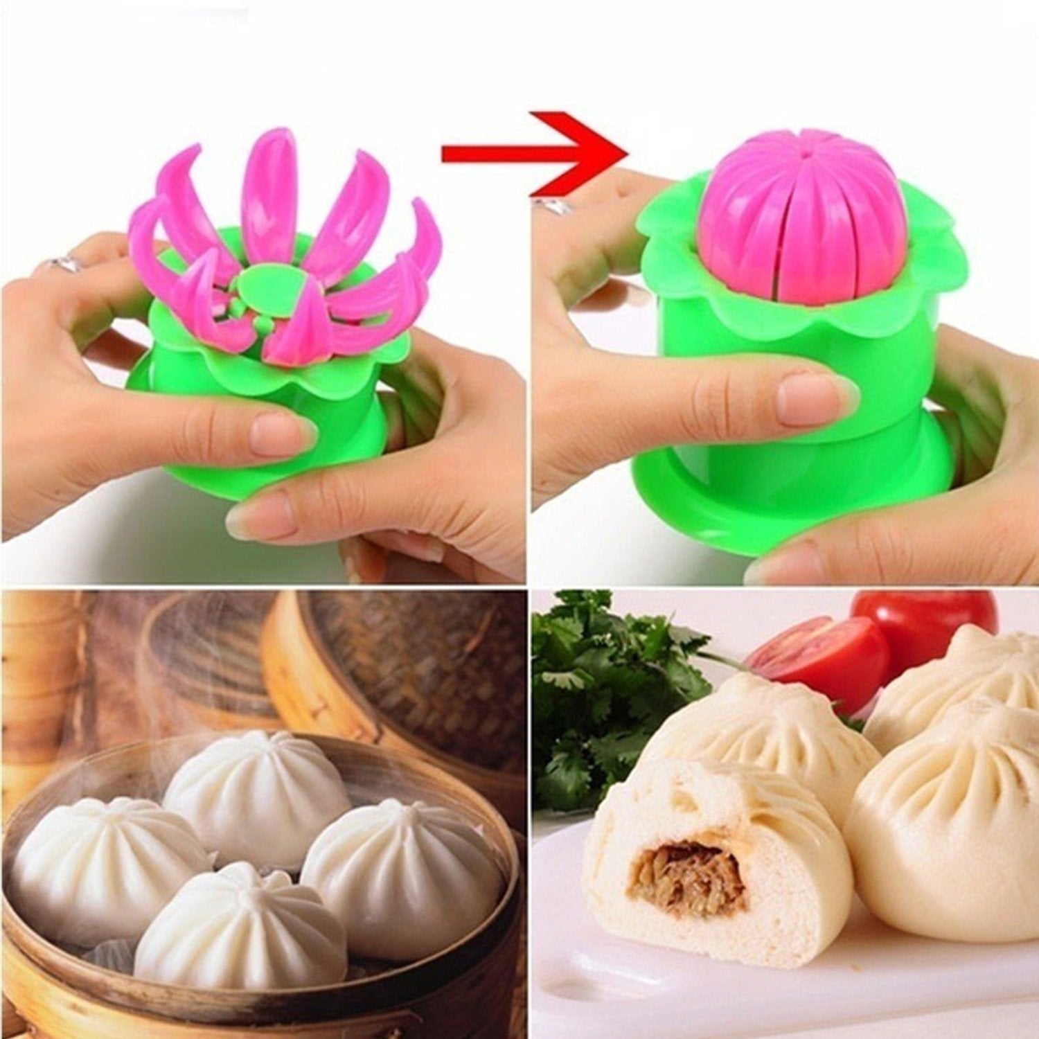 Momos maker Plastic Mold and Filling Spoon Cooking Tools Set Steamed Stuffed Bun Maker and Dumpling Maker for Cooking Delicious - Image 3