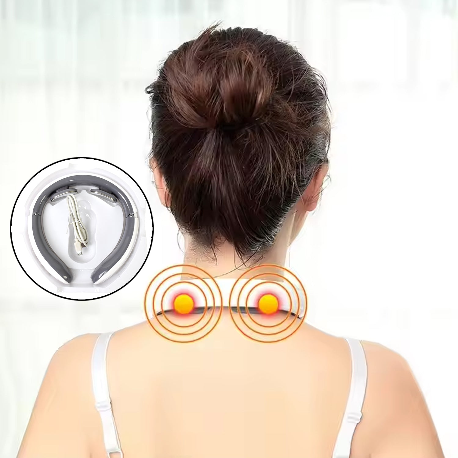 2 Heads Smart Electric Neck and Back Pulse Massager (1 Pc / Mix Design) - Image 3